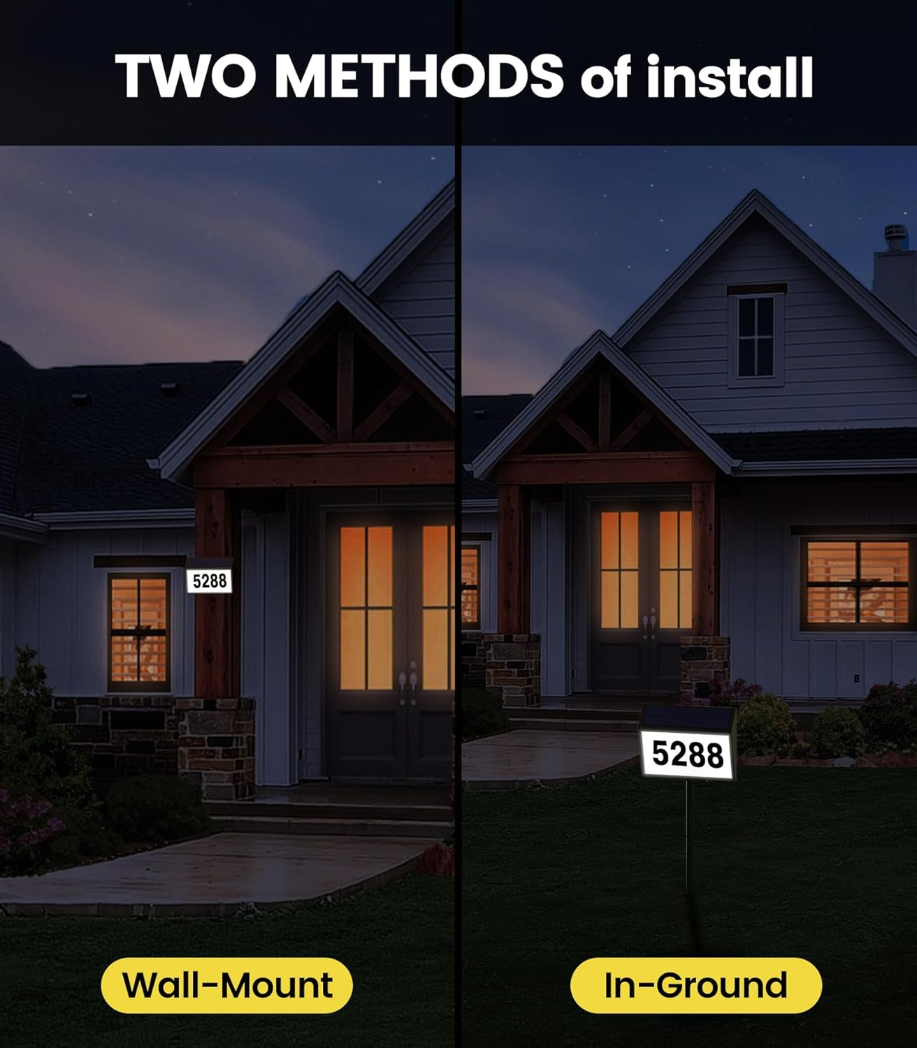 GEAGMAGC Solar House Numbers for outside Light Up, LED Illuminated Home Number Address Sign Plaque Waterproof for Yard, Wall-Mounted or Floor-Plugged- Black, 8.7 &times; 6.4 Inch image number 3