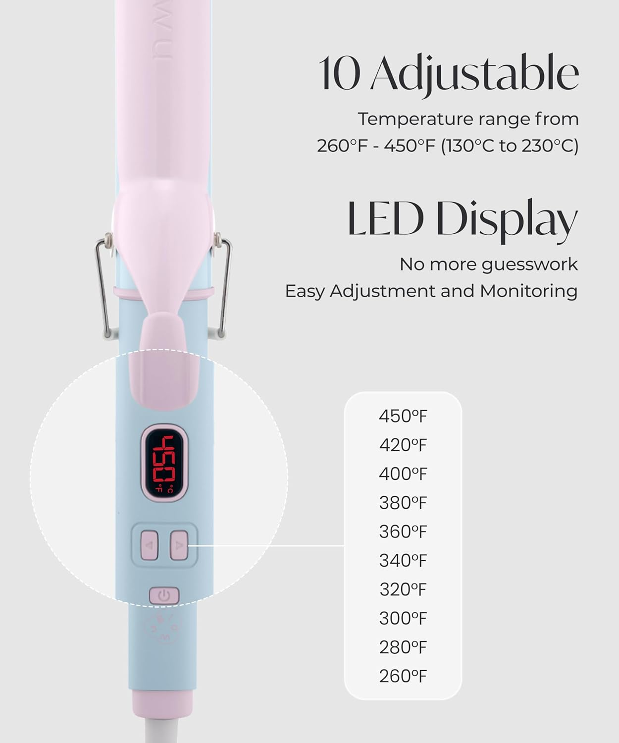 Curling Iron 1 1/2 Inch Extra Long Hair - 7.3" Ceramic Large Barrel Hair Wand for All Types Blowout, Curler for Women, Beach Waves, Long-Lasting Bouncy Curls - Cotton Candy image number 2