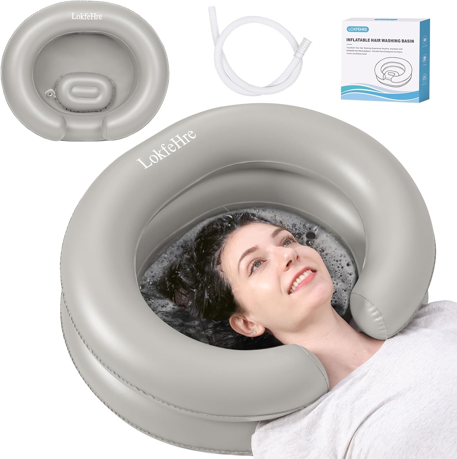 Large Portable Inflatable Hair Washing Basin for Bedridden - Wash Hair in Bed with Inflatable Shampoo Bowl.Hair Washing Basin for Elderly,Disabled,Injured,Ideal Inflatable Sink for Locs Detox