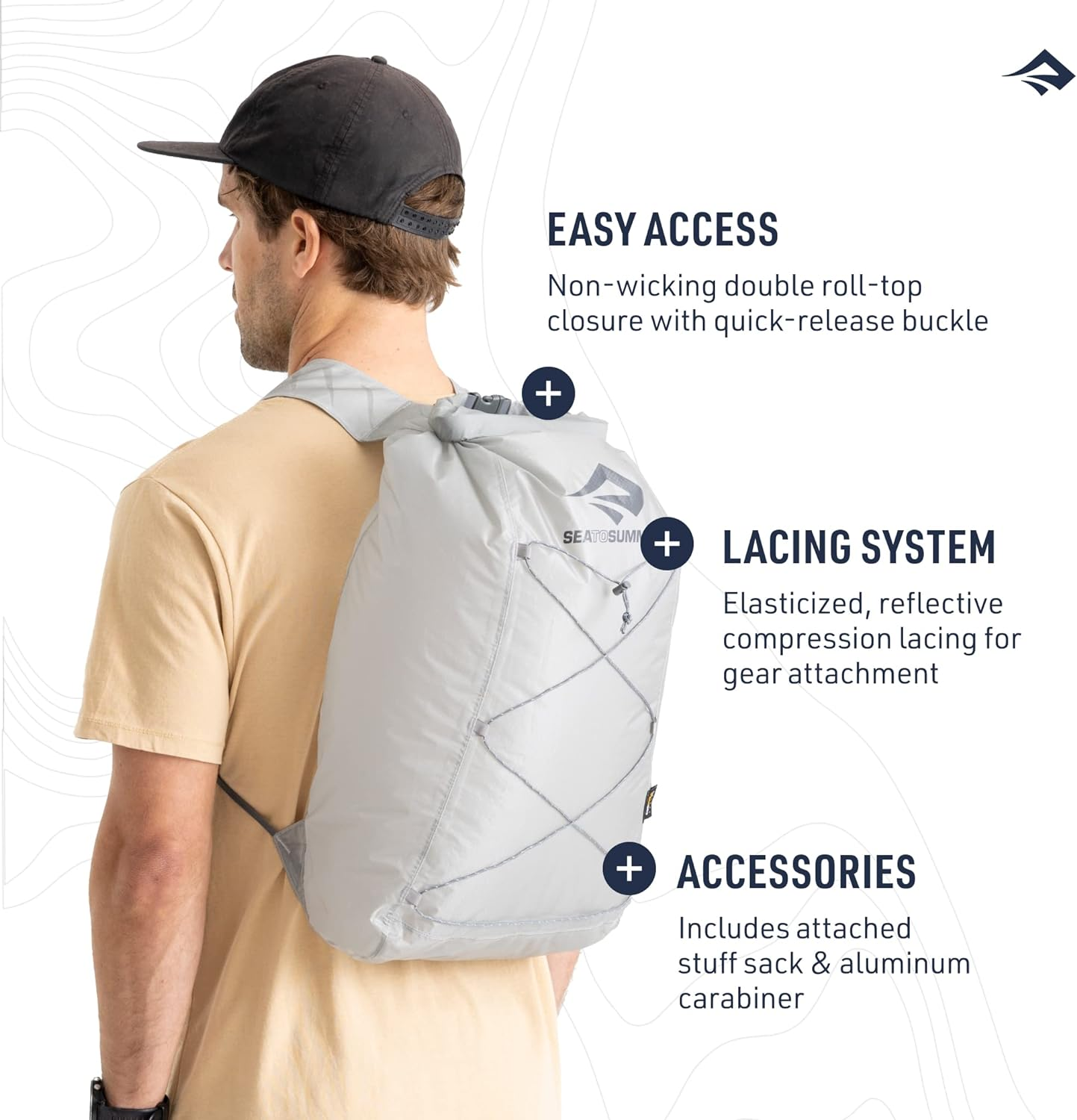 Sea to Summit - Ultra-Sil Dry Daypack - Waterproof & Ultralight Backpack - Cordura Fabric 30D - Compact Pack Sack - Roll Closure & Reflective Elastic Band