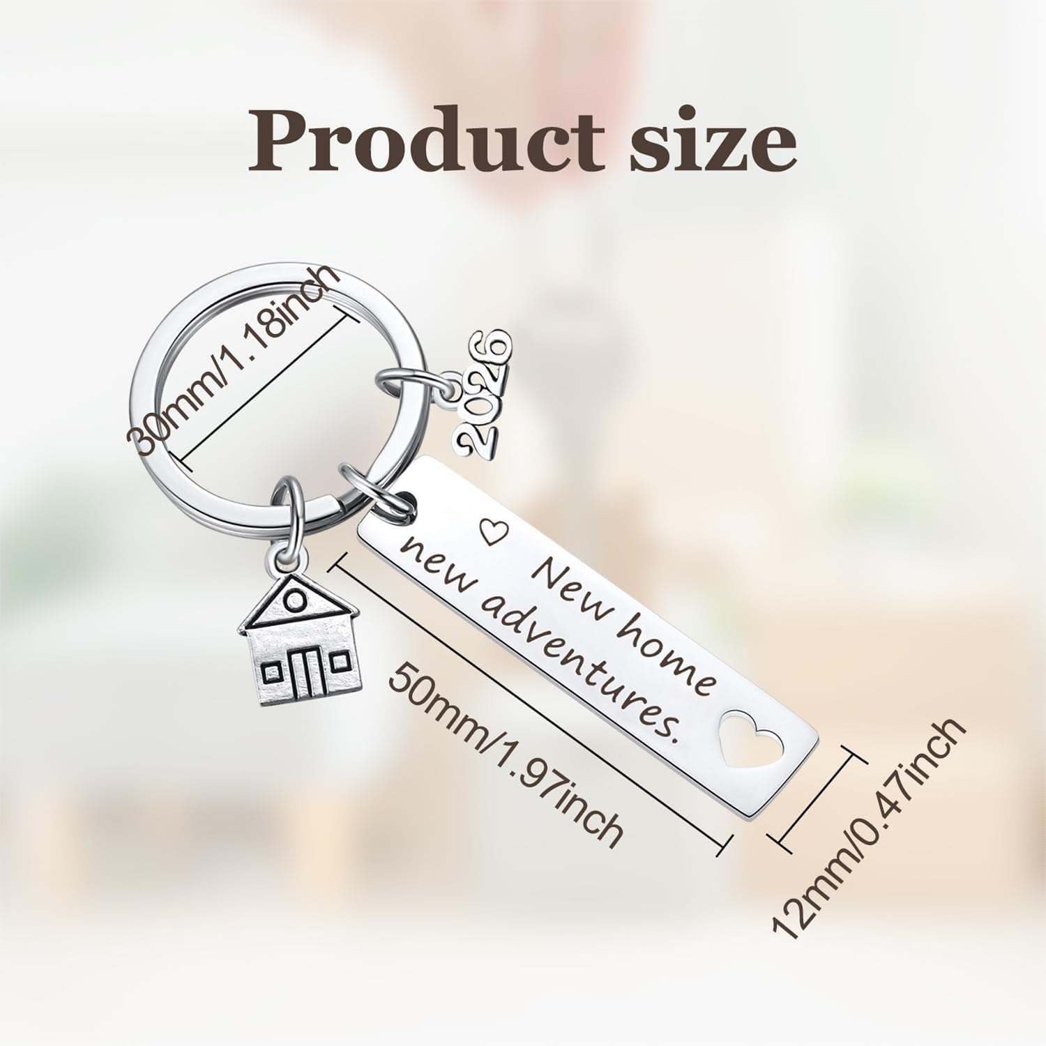 Funcyboo 2Pcs New Home Keychain, 2025 Adventures Keyrings Stainless Steel New House Keychain Housewarming for New Homeowner Sweet Home Owners