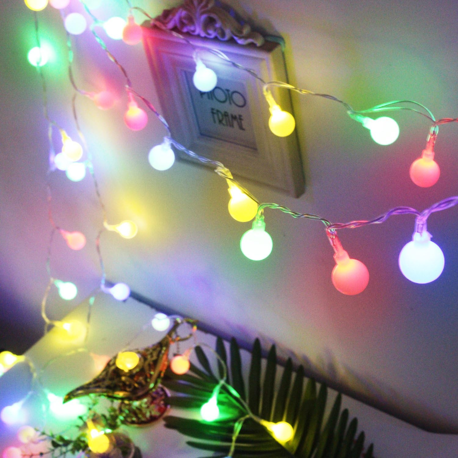 Bluefire Globe String Lights, 50 LED Globe Fairy Lights for Bedroom, 8 Mode Fairy String Lights Battery Operated for Wedding Party Birthday Christmas Gardens Decoration(Multicolor) - Multicolor(50 Led) image number 3