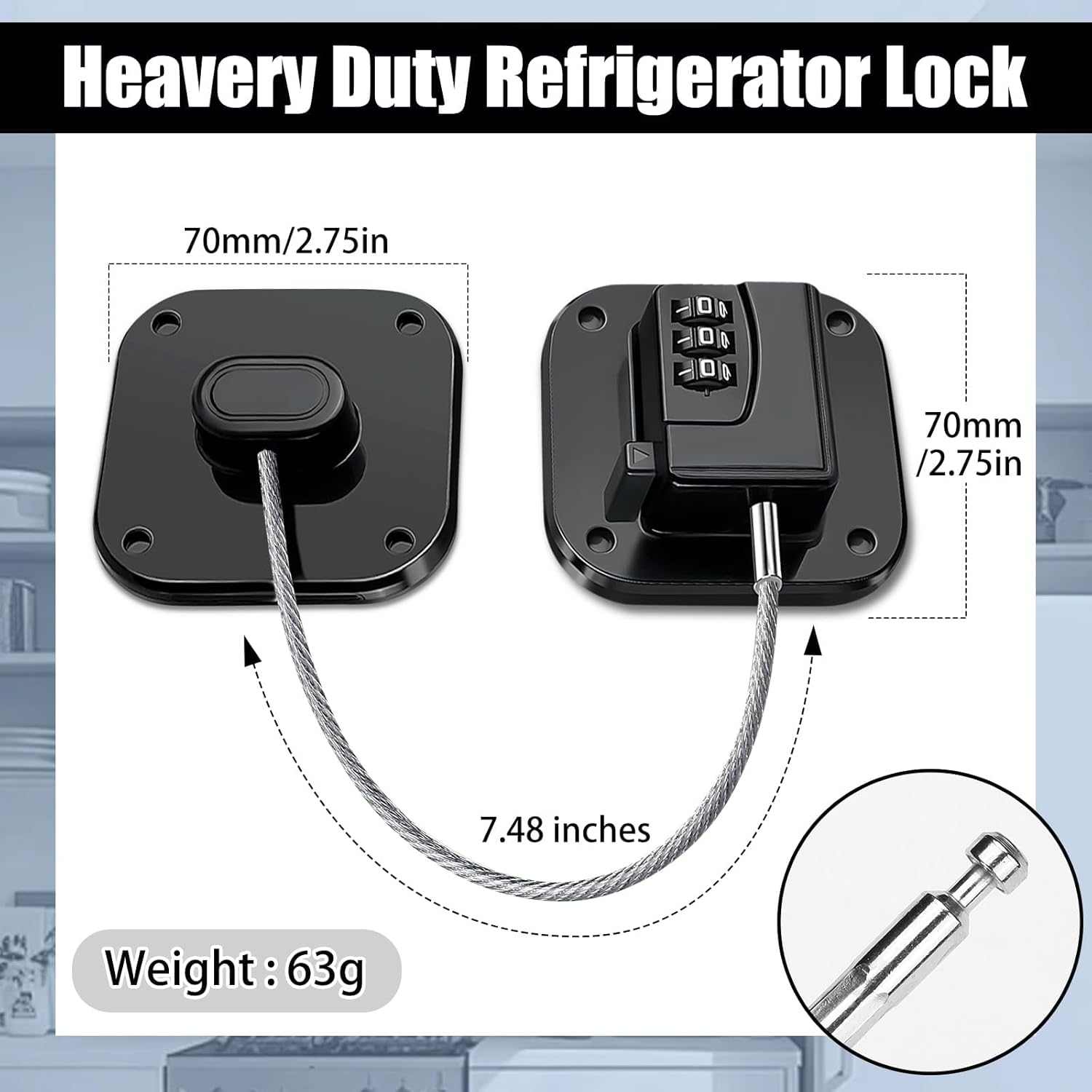 2 Pack Child Safety Cabinet Locks Plastic Fridge Lock for Kids Heavy Duty Refridge Lock Self Adhesive Combination Locks for Cabinets Window Drawers No Drilling No Keys Needed image number 1