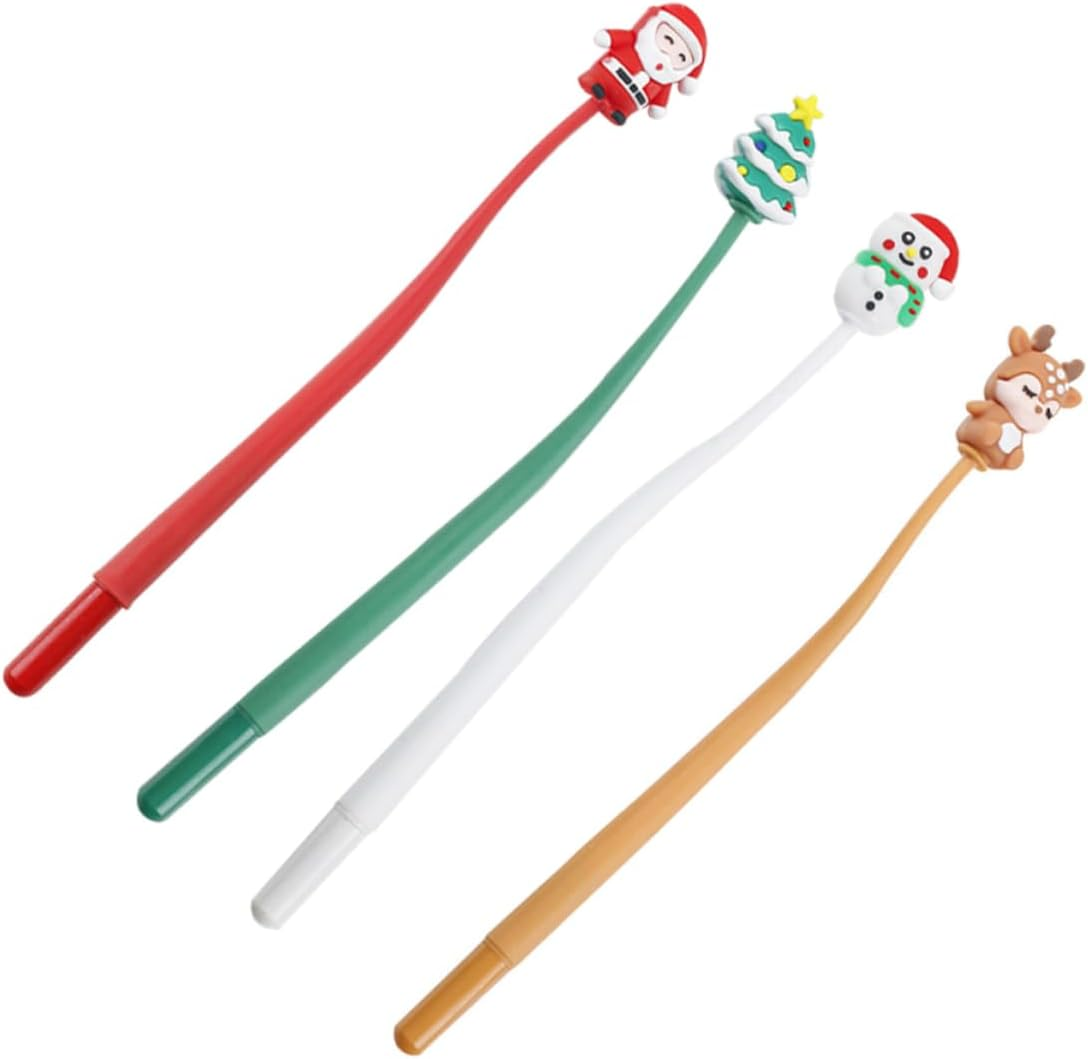 Operitacx 4Pcs Christmas Cartoon Gel Writing Pen Cute Student Office School Supplies Xmas Santa Prize Presents image number 3