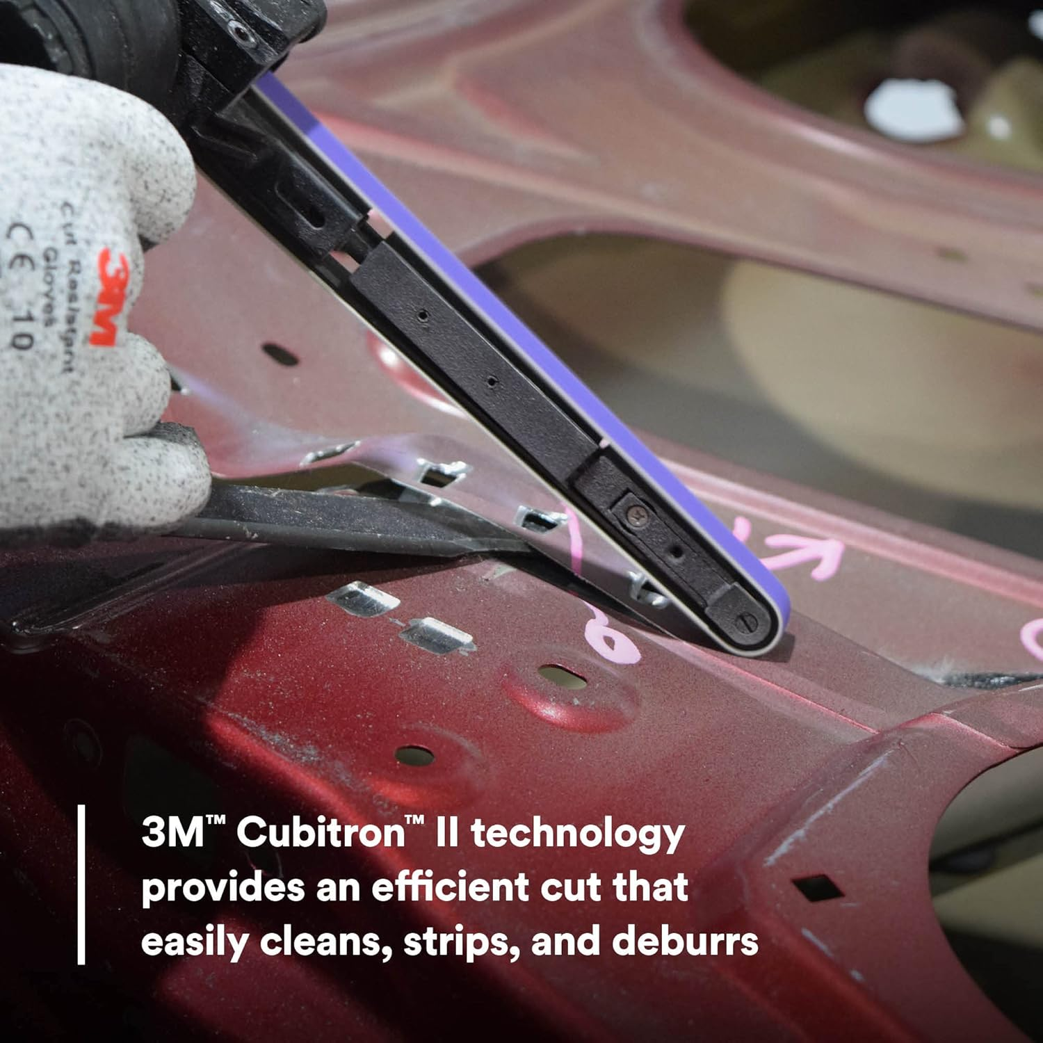 Cubitron 3M II File Belt, 33443, 36+ Grit, 1/2 in X 18 In, Pack of 10 File Belts, Resin Bonded, Spot Weld Removal image number 2