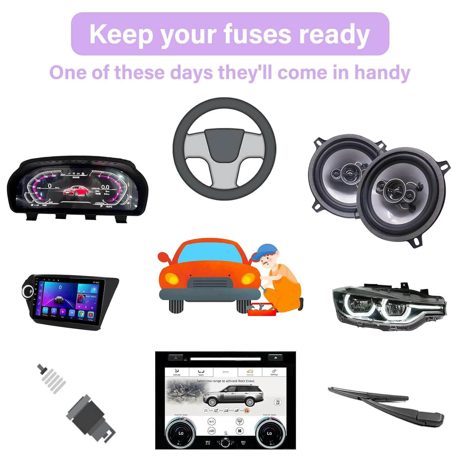 50PCS Car Blade Fuses Assortment Kit,Standard & Mini Size,Professional Upgraded Mixed Blade-Type Automotive Replacement Fuses, for Car, RV, Boat, Auto,Truck,Motorcycle(5A/ 10A/ 15A/ 20A/ 30A) image number 4