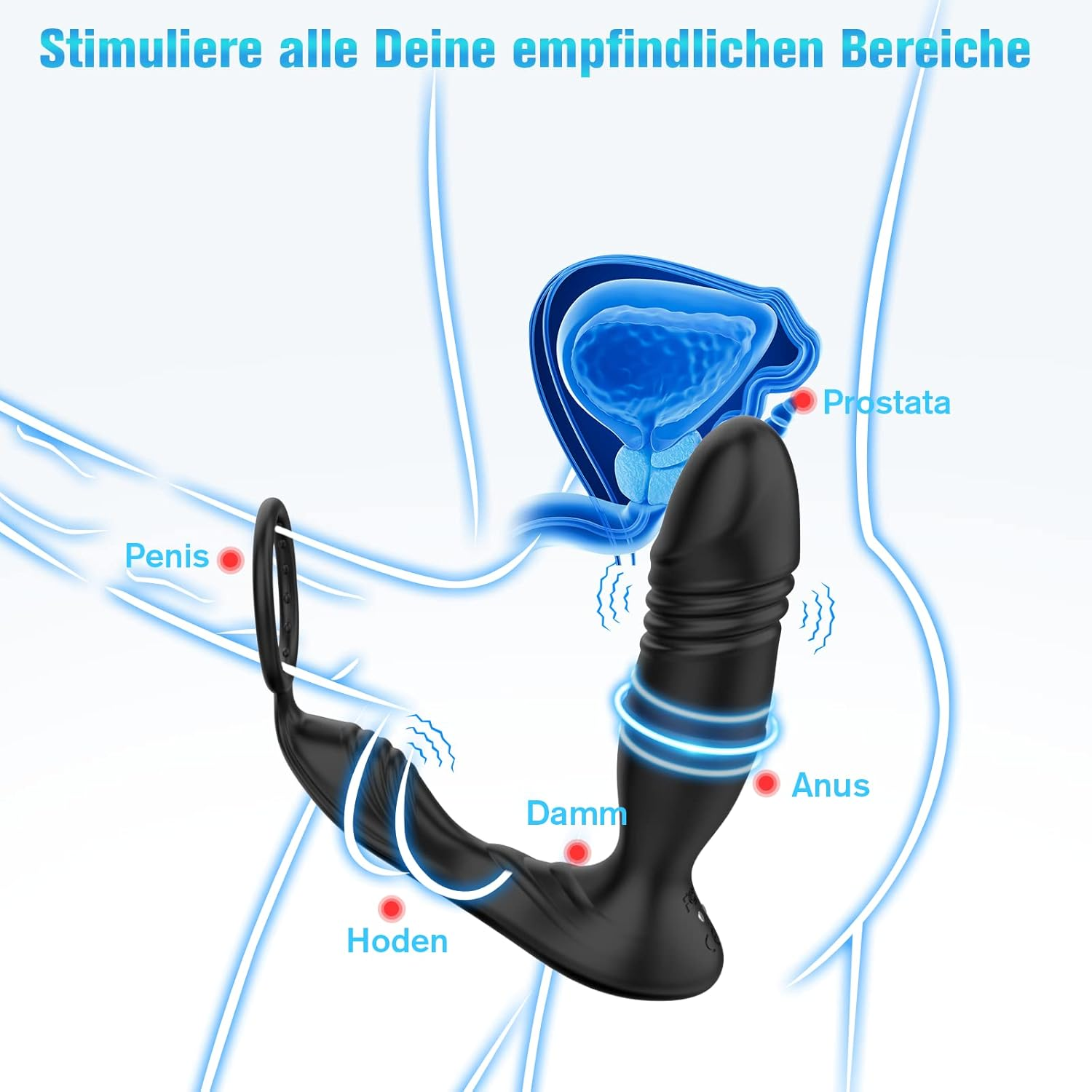 Vibrators Large with App, Prostate Vibrator Stimulator with 9 Telescopic Modes 9 Vibration Modes Plug Sex Toy with Shock Function, Ring Stimulation Massager Dildo for Men Couple Gay image number 5