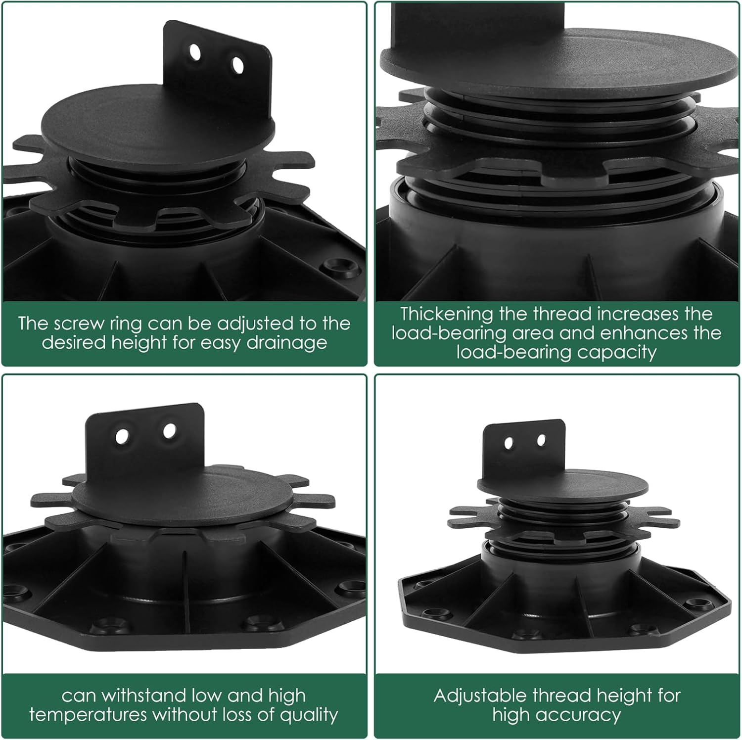 5Pcs Deck Support Pedestals Height Adjustable, Pedestal Paver Supports, Sturdy Deck Support Pedestals Low Profile Mini Deck Support for Wood Wpc Aluminum image number 2