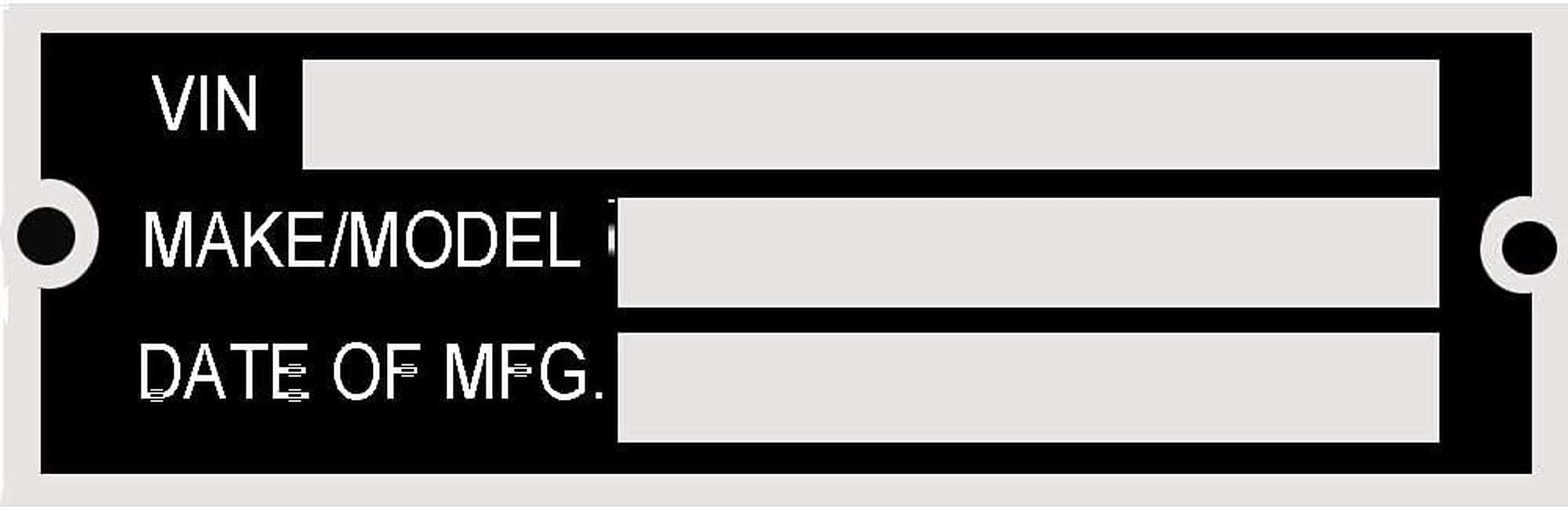 VIN Serial ID TAG Plate Data Blank CAR Truck HOT Rod Equipment Trailer (100Mm X 33Mm)
