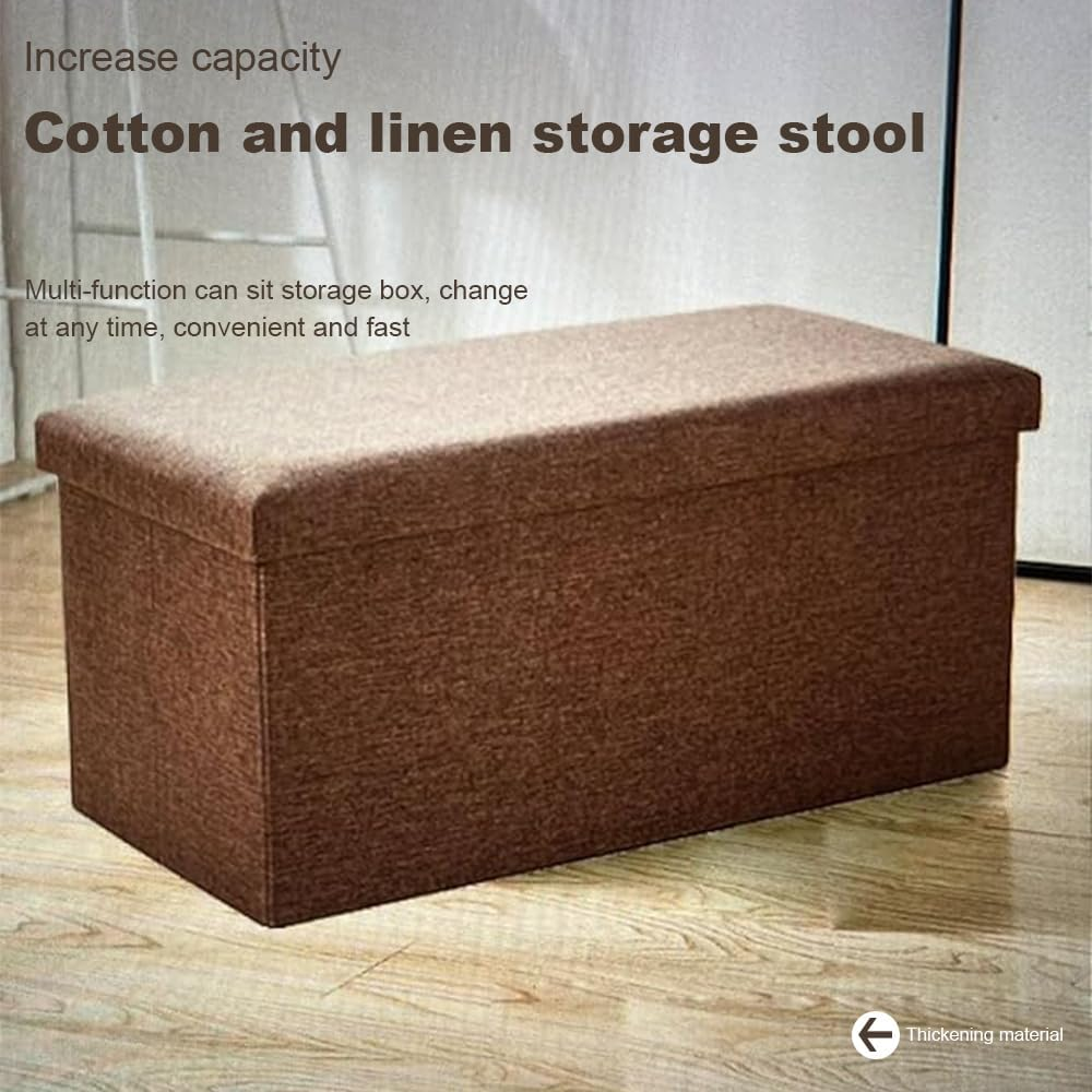 Folding Ottoman Storage, Storage Ottoman Bench, Multifunctional Sofa Stool, Chest with Lid, Folding Storage Ottoman Bench 115L Storage Space for Hallway, Bedroom, Space-Saving image number 2
