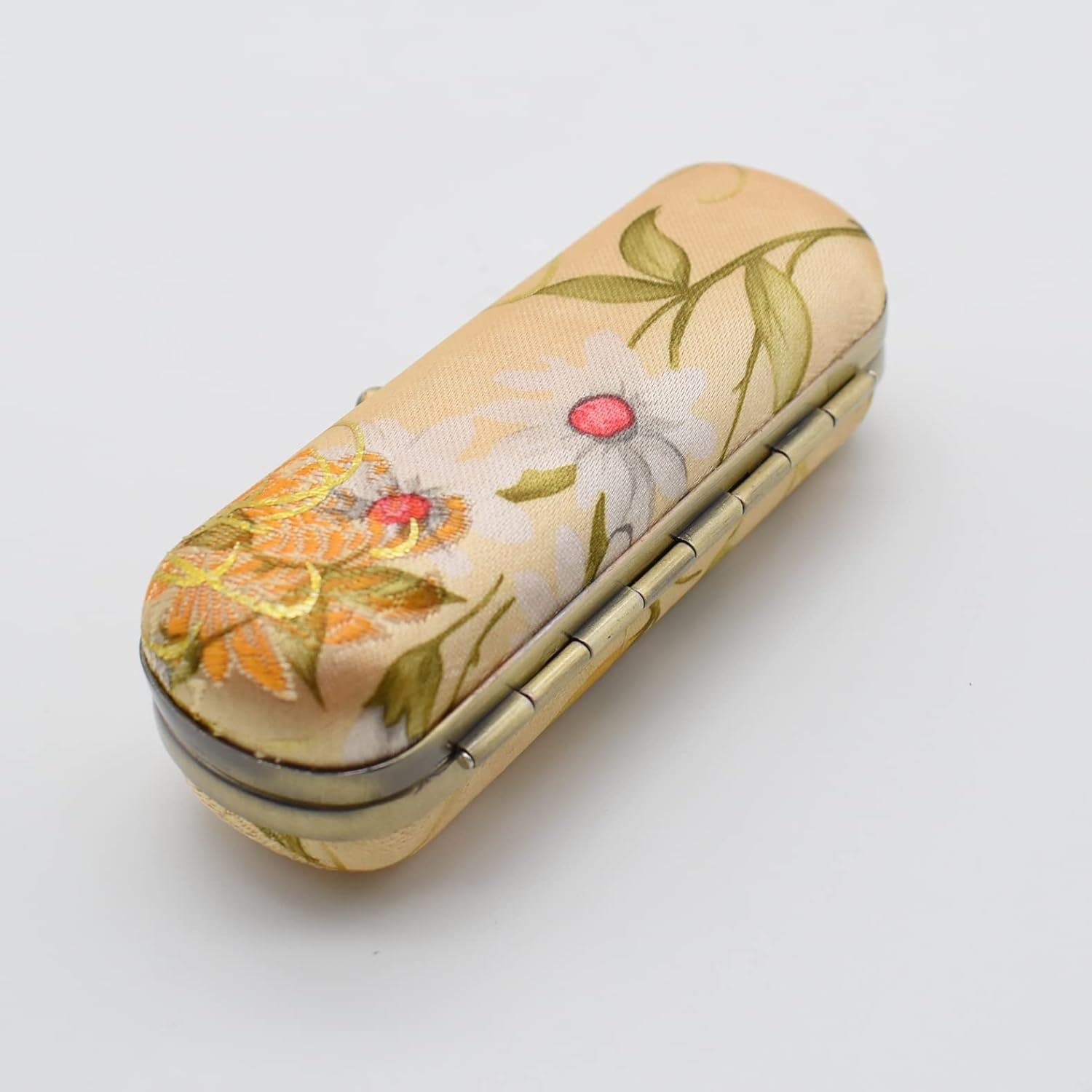 Ladies Floral Lipstick Case Holder with Mirror,Makeup Cases for Women, Yellow, Women image number 1