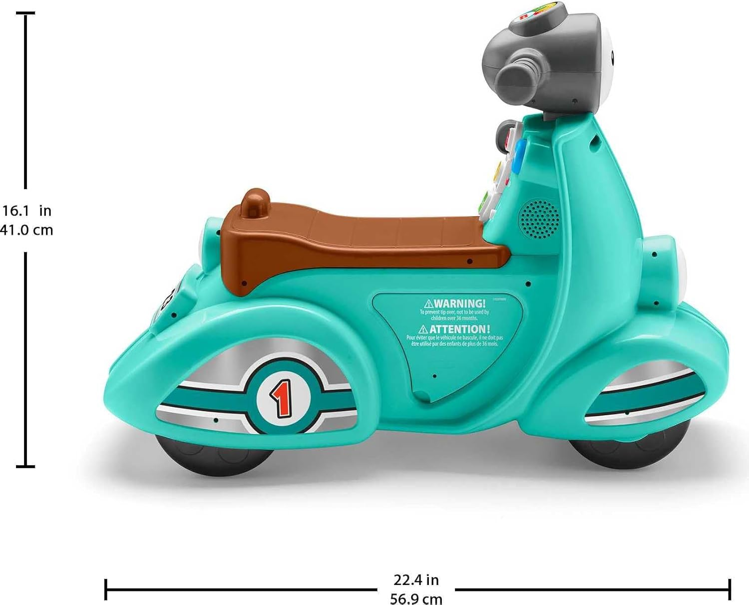 Fisher-Price Toddler Ride-On Toy Laugh & Learn Smart Stages Cruise along Scooter with Lights Music & Learning for Infants Ages 1+ Years image number 3