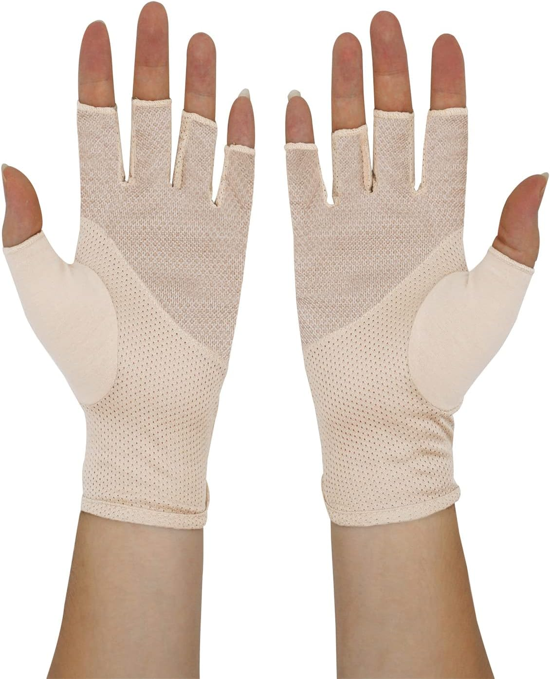 Bienvenu Mens Summer UV Protection Half Finger Outdoor Hiking Driving Cycling Riding Cotton Breathable Sunblock Gloves image number 4