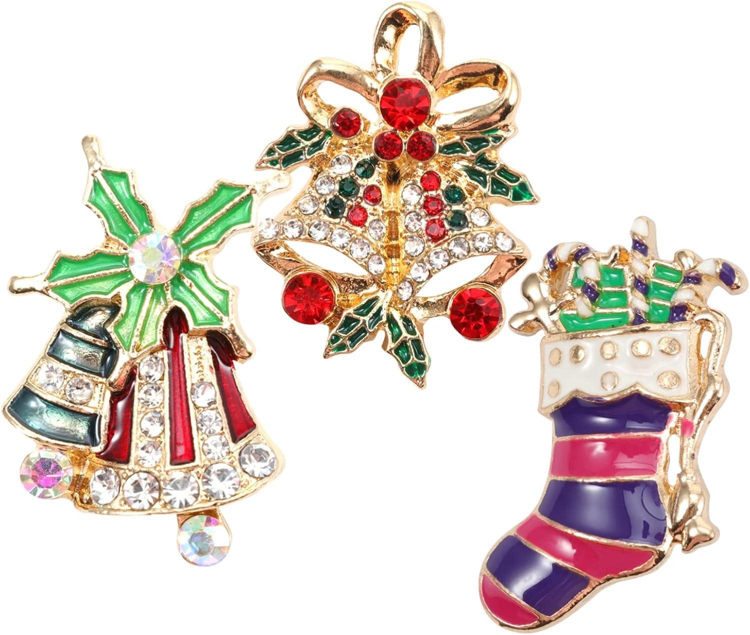 NOLITOY 12Pcs Mixed Christmas Rhinestone Snap Buttons Alloy Jewelry Charms for DIY Bracelet Necklace Christmas Craft Supplies Random Style image number 4