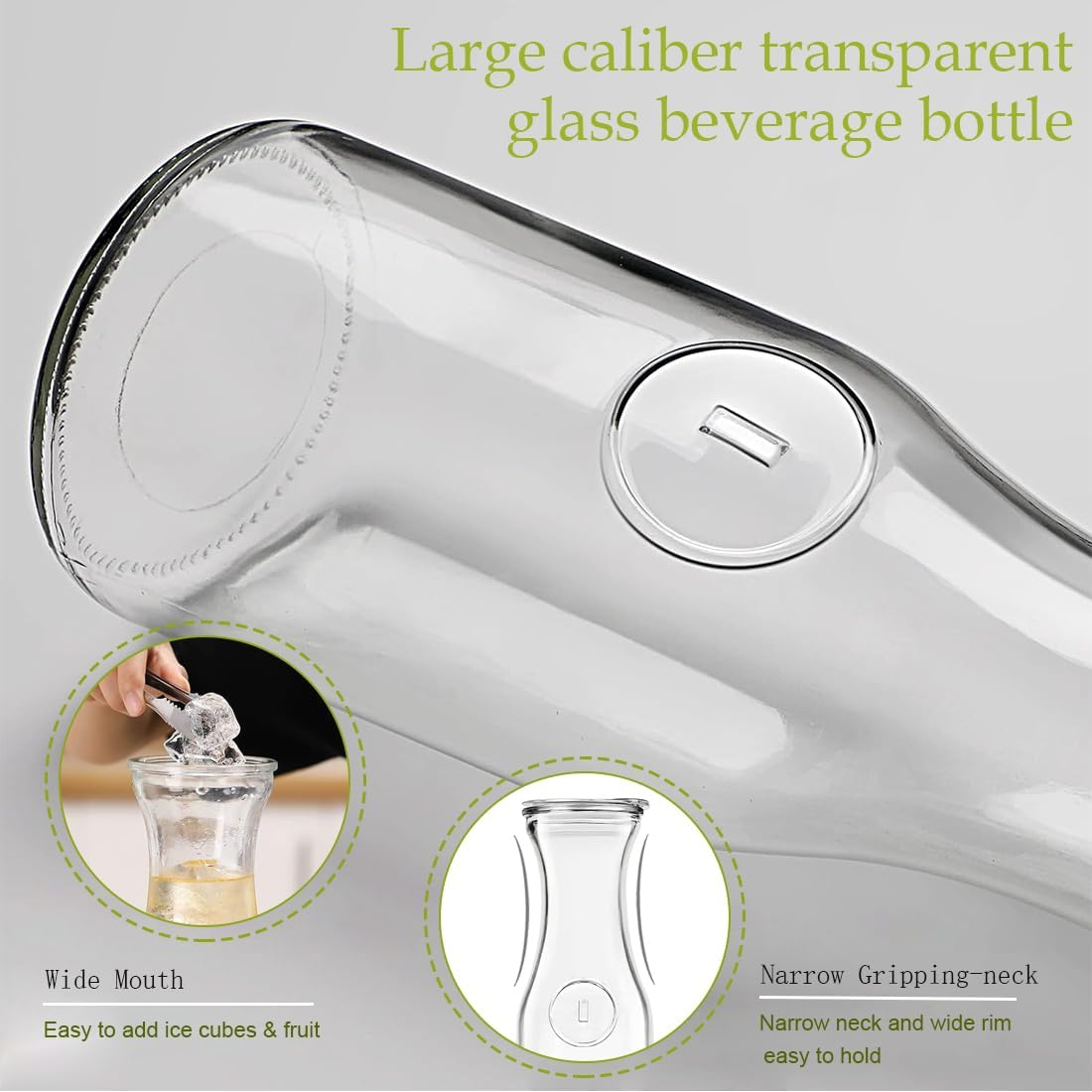 Set of 4 Glass Carafe with Lids, MUVKQC Glass Carafe Pitchers, 1 Liter Water Pitcher Carafe for Mimosa Bar, Brunch, Cold Water, Wine, Iced Tea, Lemonade, Beverage, 34OZ image number 5