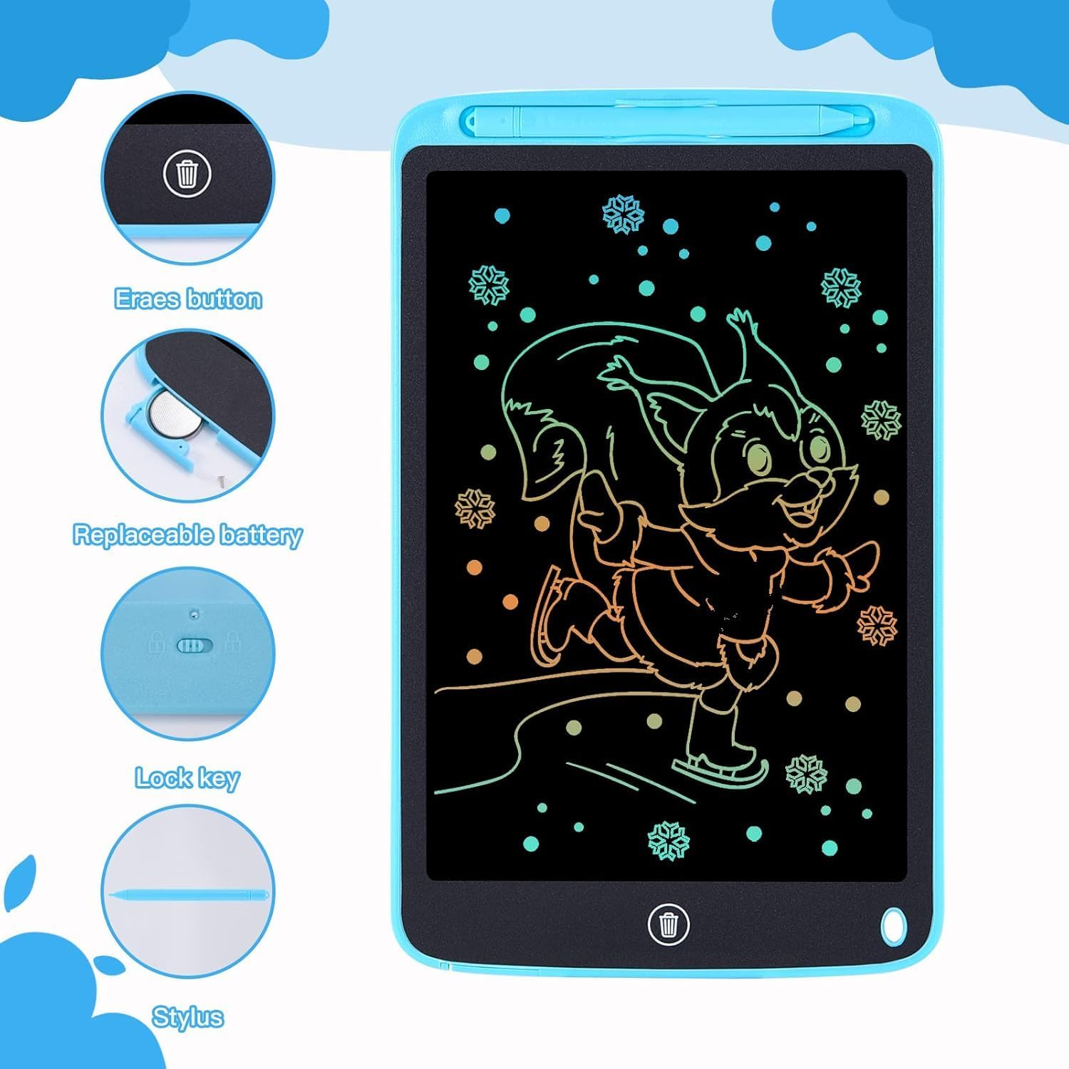 Blueswan Kids Toys, 10Inch Colorful Doodle Board, Stocking Fillers Kids Drawing Pads for 2 3 4 5 6 7 8 Years Old Boys Girls Gifts, Birthday Party School Gifts, Toddlers Travel Activity Learning Toys image number 3