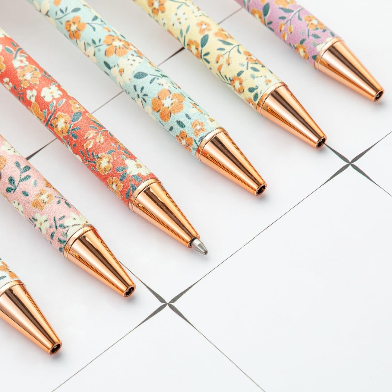 Floral Pens Set Retractable Ballpoint Pen Fancy Metal Flower Pens Black Ink Refills Gift Box for Readers image number 5