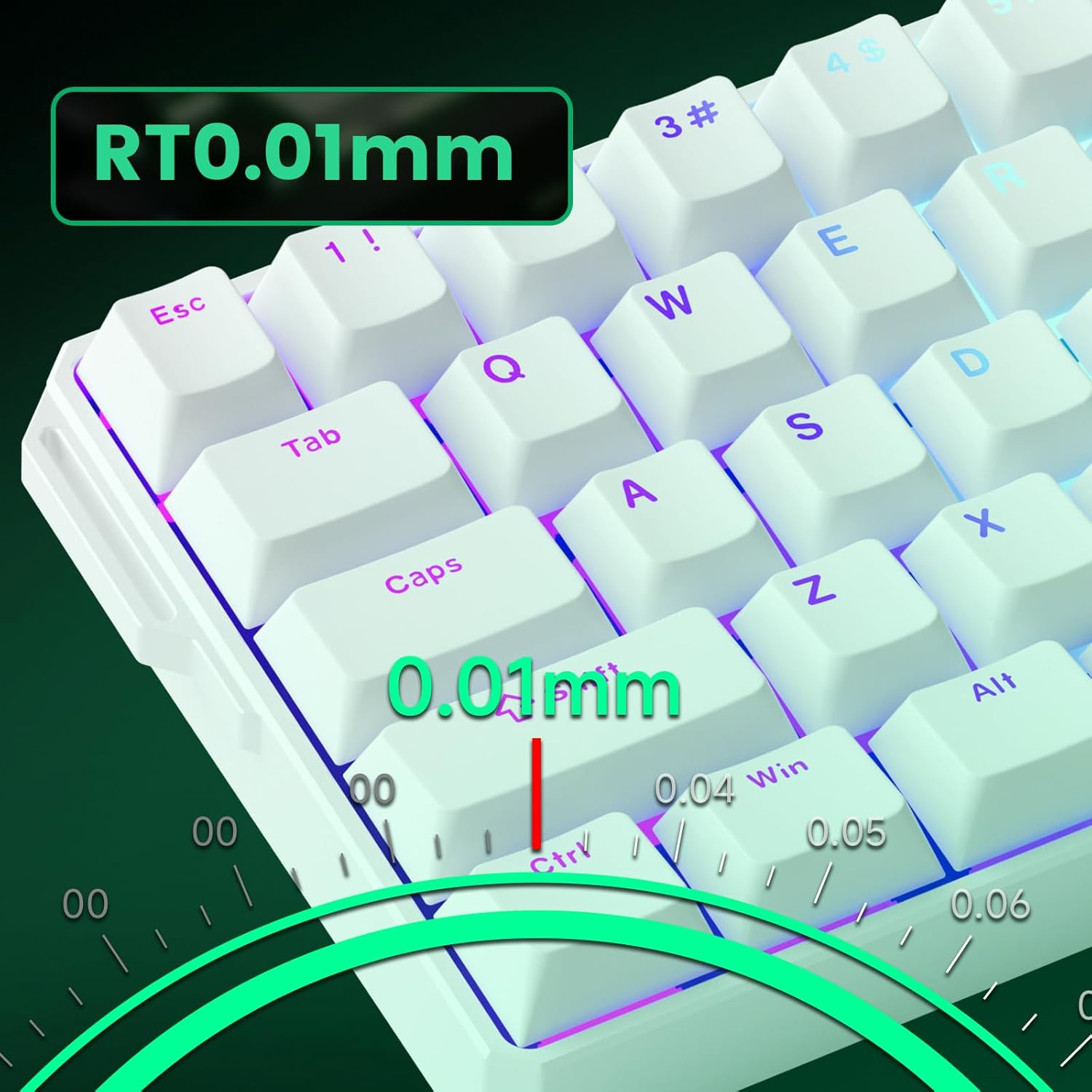 MONSGEEK FUN60 Ultra Rapid Trigger Gaming Keyboard 8K Magnetic Switch TMR Aluminum Wired Keyboard 60% White Shine-Through Magmech, Glare Magnetic Switch image number 1