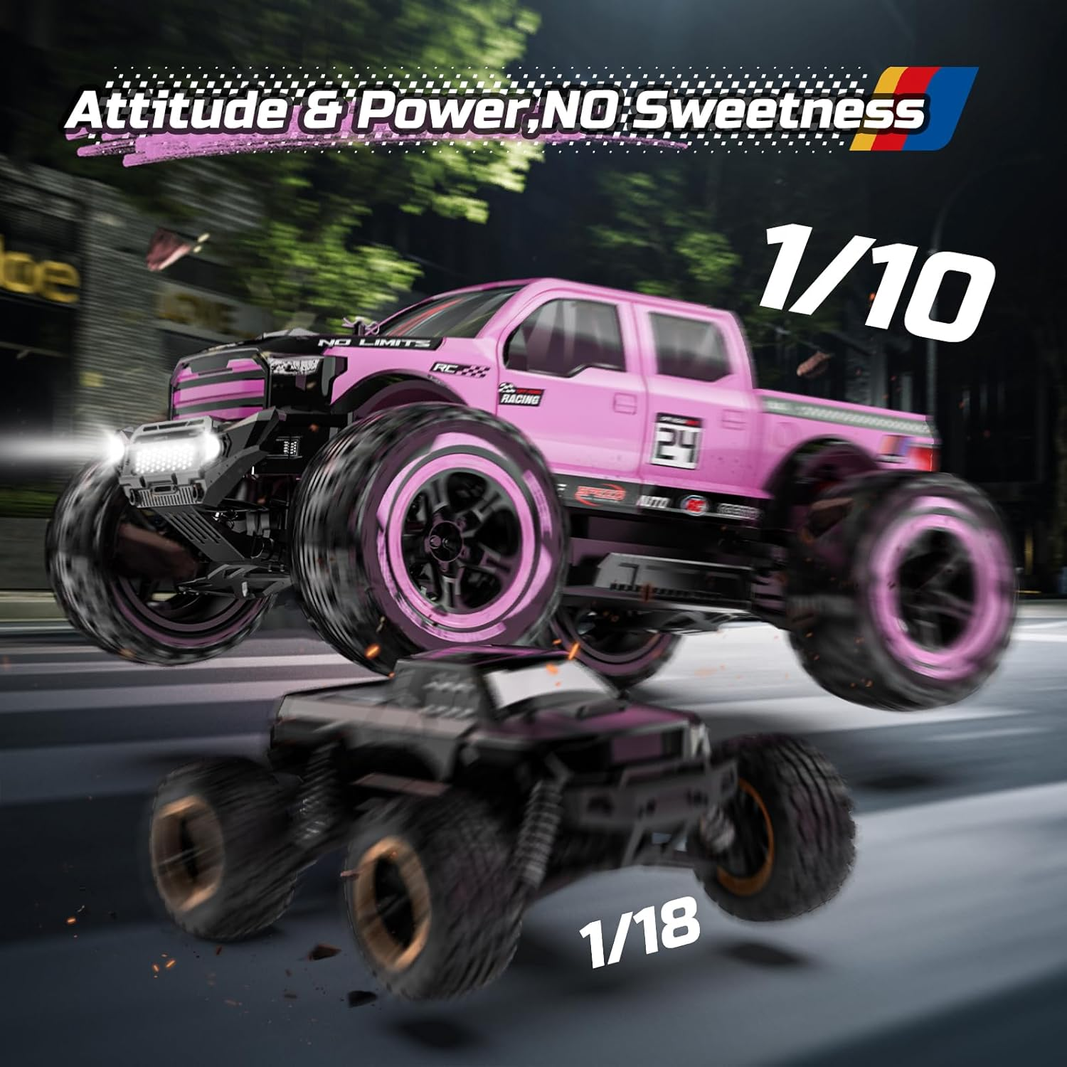 DEERC 1:10 Fast RC Cars for Adults, 4X4 High Speed RC Truck Crawler, 48+KM/H, Pink All Terrain Hobby Remote Control Monster Truck with 2 Modular Batteries, Toy Vehicle for Kids image number 3