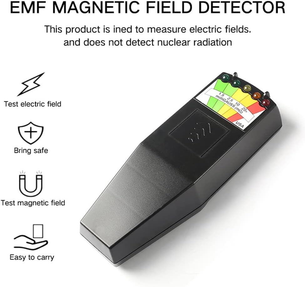 K2 Electromagnetic Field EMF Gauss Meter Radiation Detector Portable EMF Magnetic Field Monitor 5 LED Gauss Meter, Black image number 3