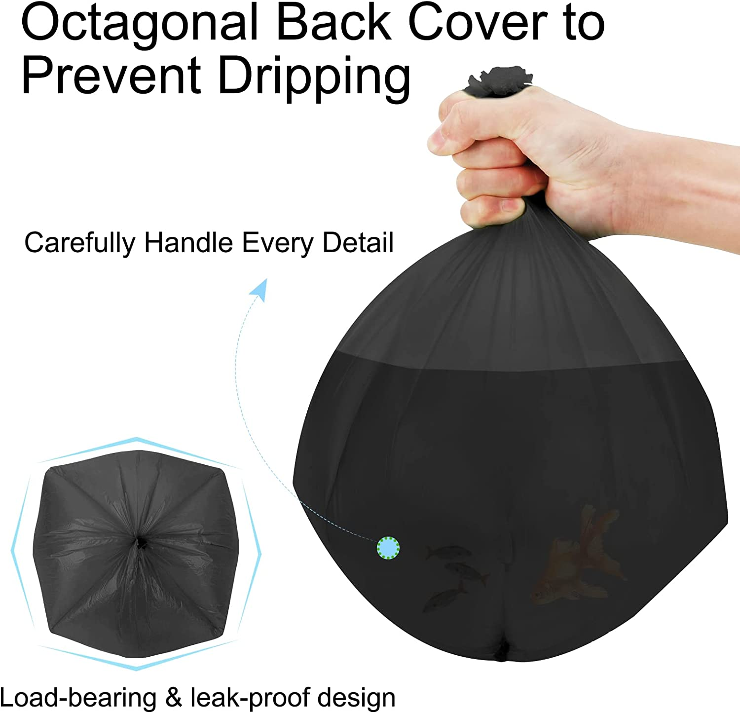 Biodegradable Trash Bags 120PCS, Aievrgad 5L/1.2Gallon Small Garbage Bags/For Countertop Bin. Bin Liner/Trash/Rubbish Bags, 100% Recycled,Tough, Degradable, Compost Bags for Food/Household-Black image number 6