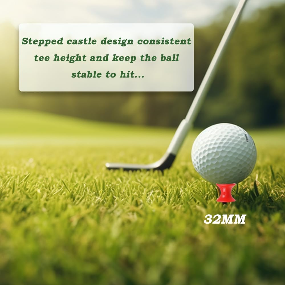DAZISEN Golf Tees Plastic - 25MM/32MM Durable Small Castle Golf Tees Green/Red (100 Pcs) image number 4