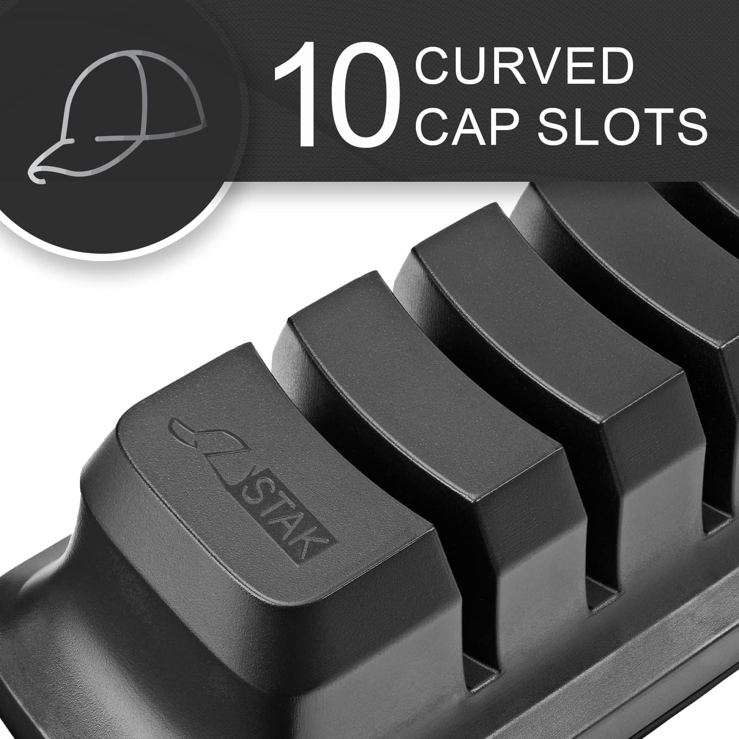 Hat Organizer for Baseball Caps - Hat Holder for 10 Baseball Caps - No Install Required Cap Rack Closet Organizer System Hat Racks for Baseball Caps (Black) image number 1