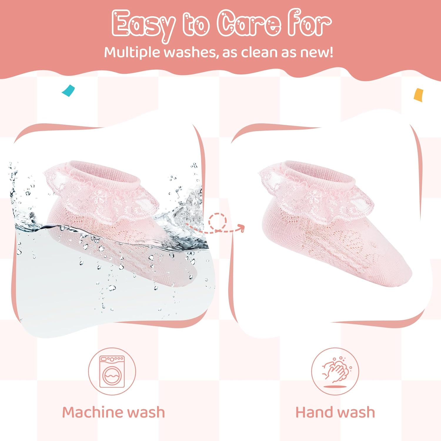 Durio Baby Socks Girls Ruffle Socks Soft Toddler Girl Socks Cute Frilly Dress Lace Socks for Toddler Girls image number 5