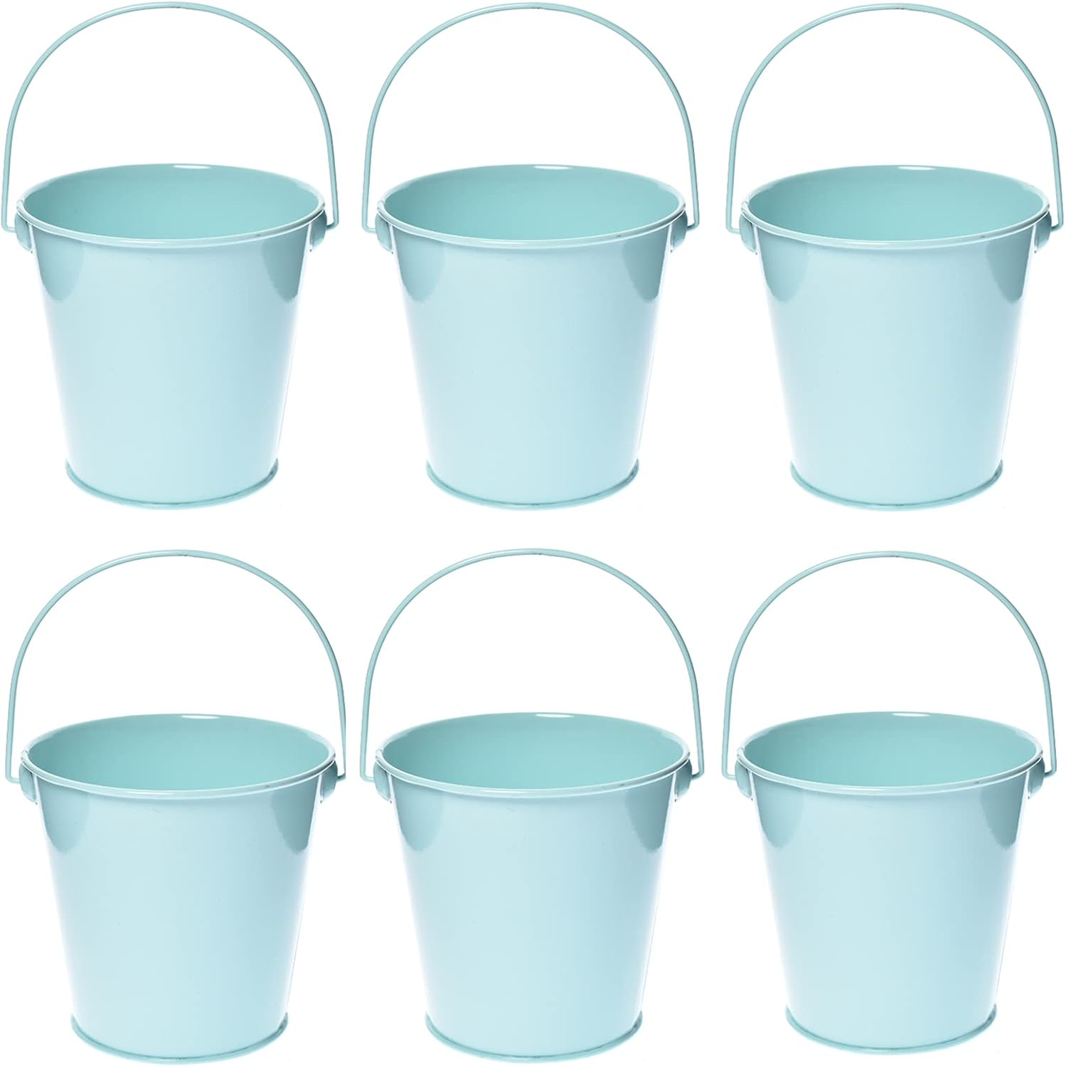 Colored Metal Buckets with Handle, 6 Pack 5.91 Inch Galvanized Iron Pail Bucket for Kids,Classroom,Crafts,And Party Favors (Red)
