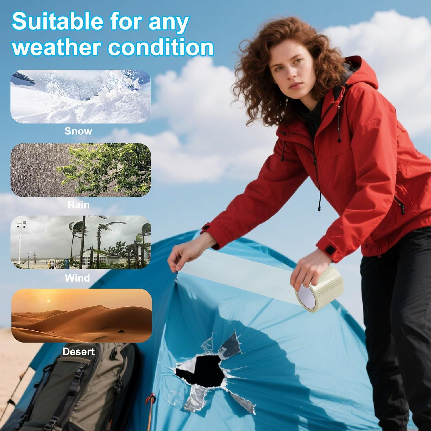 JUNART RV Awning Repair Tape,3.15Inx65.6Ft Waterproof High-Adhesive Fabric Repair Tape for Tents, Canvas, Sails,Etc