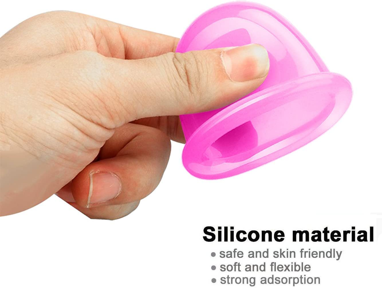 Cupping Therapy Sets 7Pcs Silicone anti Cellulite Cup Vacuum Suction Massage Cups Facial Cupping Sets Body and Face Massager for Adults Home Use (Pink) image number 1