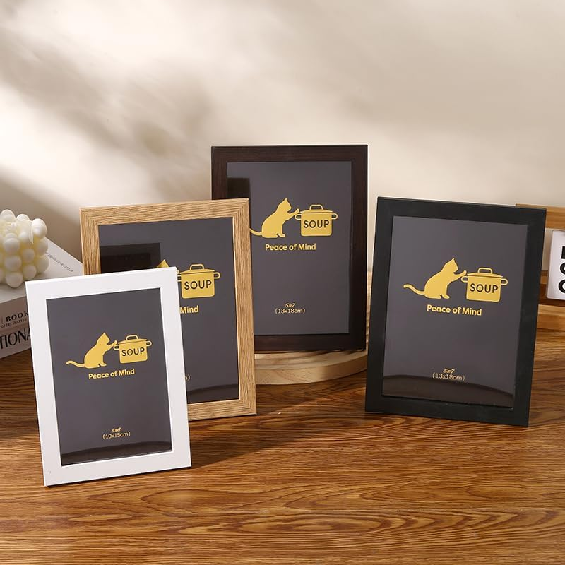 5X7 Picture Frame Set of 5, Wall Hange and Table Decor for Home,Office,Gallery, 5 Pack Poster Frames（Brown,5X7"） image number 3