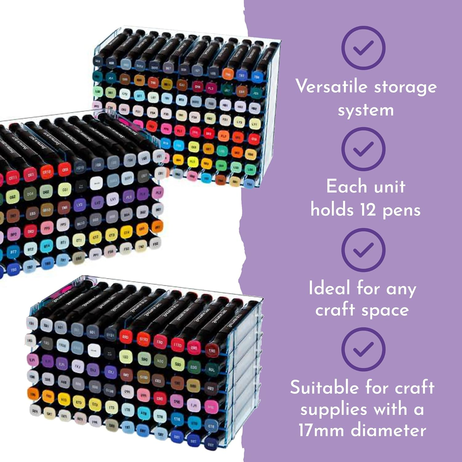 Crafter'S Companion - Universal Marker Storage System Modular System for 72 Pens (4 Trays) - Clear image number 2