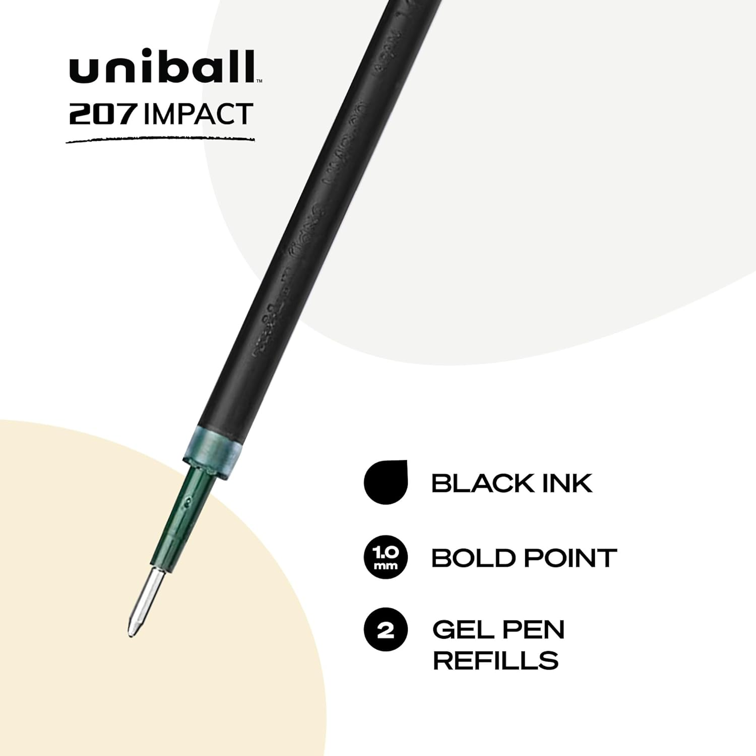 Uni-Ball 207 Impact Gel Pen Refills, Bold Point (1.0Mm), Black, 2 Count image number 5