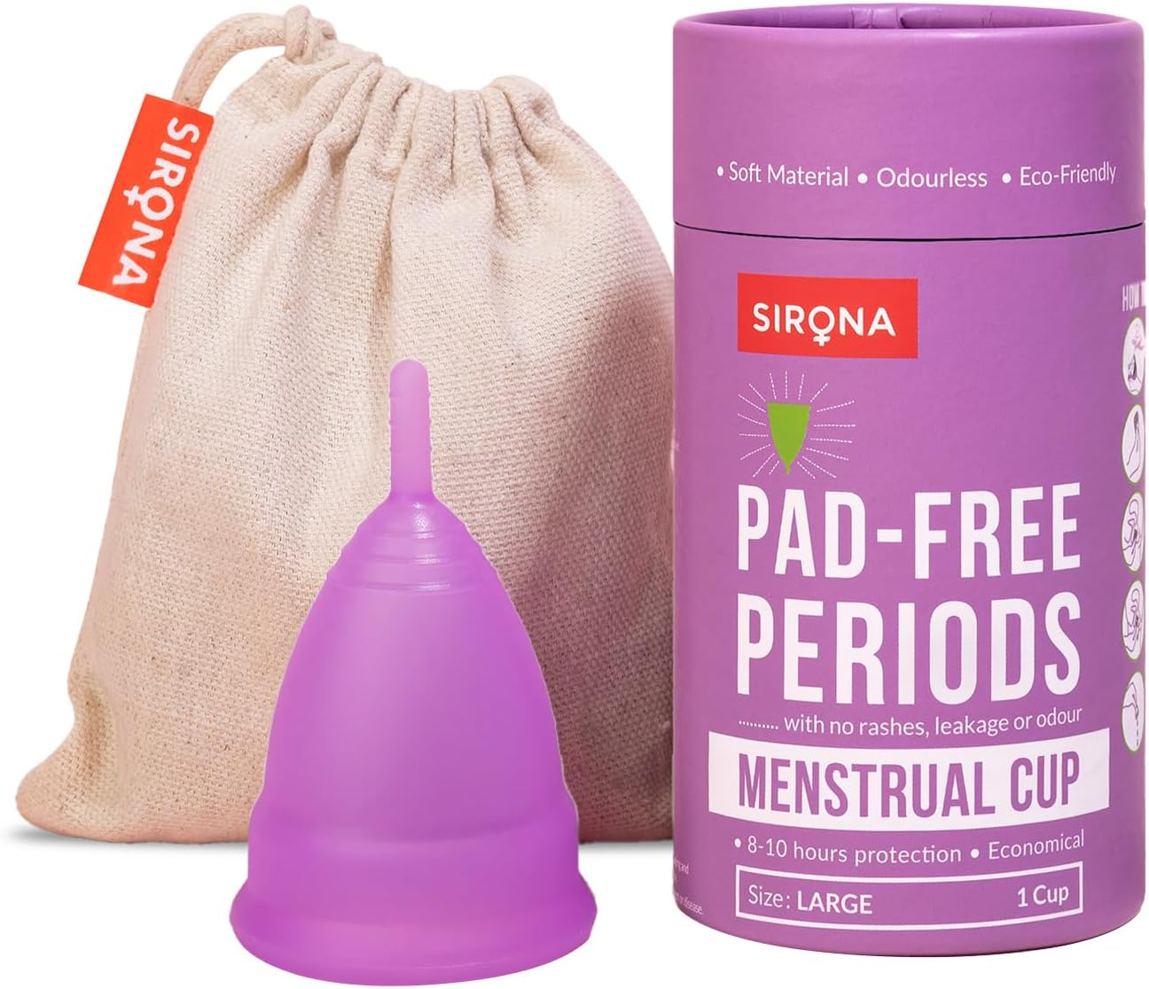 Sirona Reusable Menstrual Cup Large | Reusable Period Cup | Tampon and Pad Alternative | Super Heavy Flow image number 1