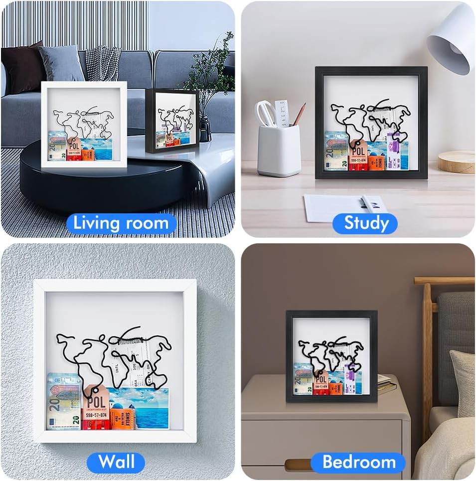 AHOUGER Voyager Keepsake Box, Token Storage Box With, 12Inch Display Cases for Mementos, Token Container with Global Travel and Aviation Theme, Gift for Travel Lovers image number 4