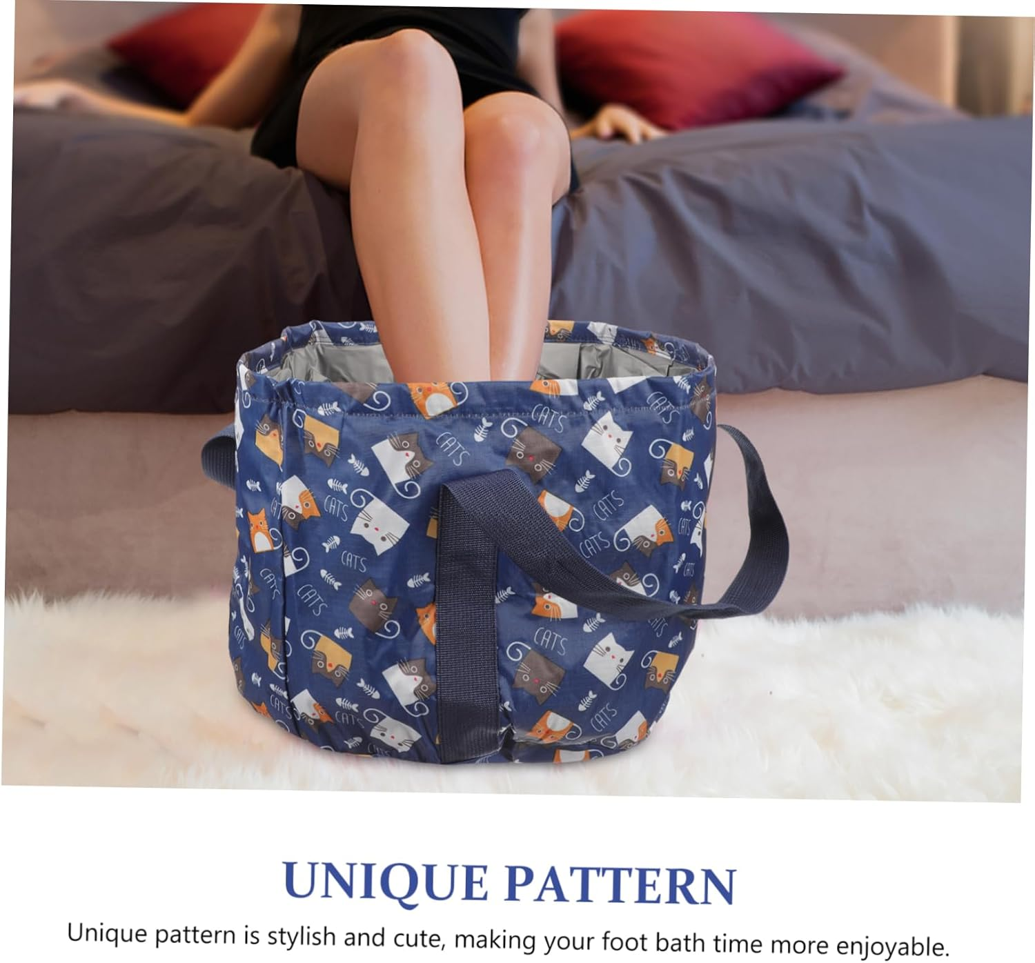 Minkissy Foldable Footbath Tub Large Foot Bath Basin Portable Foot Soaking Spa Tub Bag