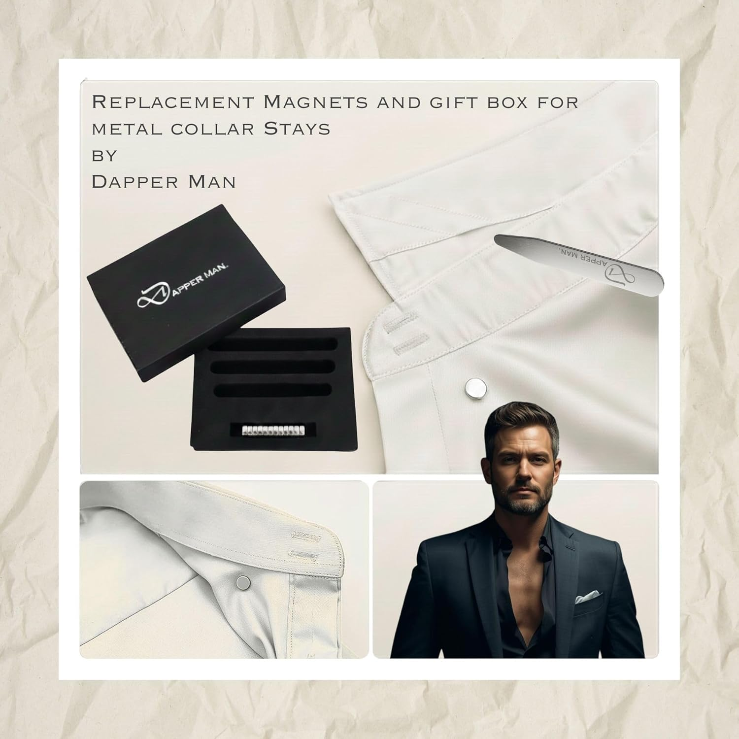 Replacement Magnets for Collar Stays Magnetic or Metal Collar Stays - 12 Pcs Comes in a Luxury Box for Storing. image number 4