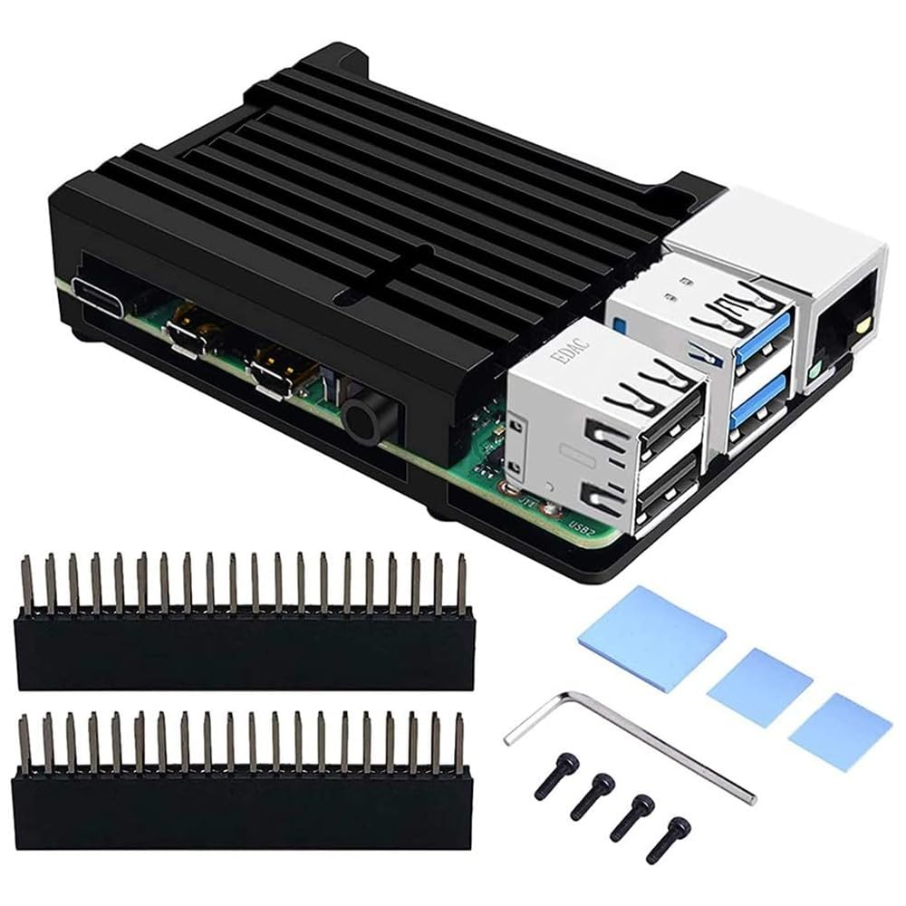 Geeekpi Case for Raspberry Pi 4B, Armor Case with Passive Cooling/Shell Heat Dissipation Heatsink Thermal Tape for Raspberry Pi 4B/3B+/3B image number 4