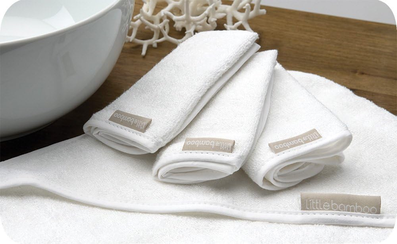 Little Bamboo Towelling Baby Washer Face Cloth, Natural (Pack of 3) image number 3