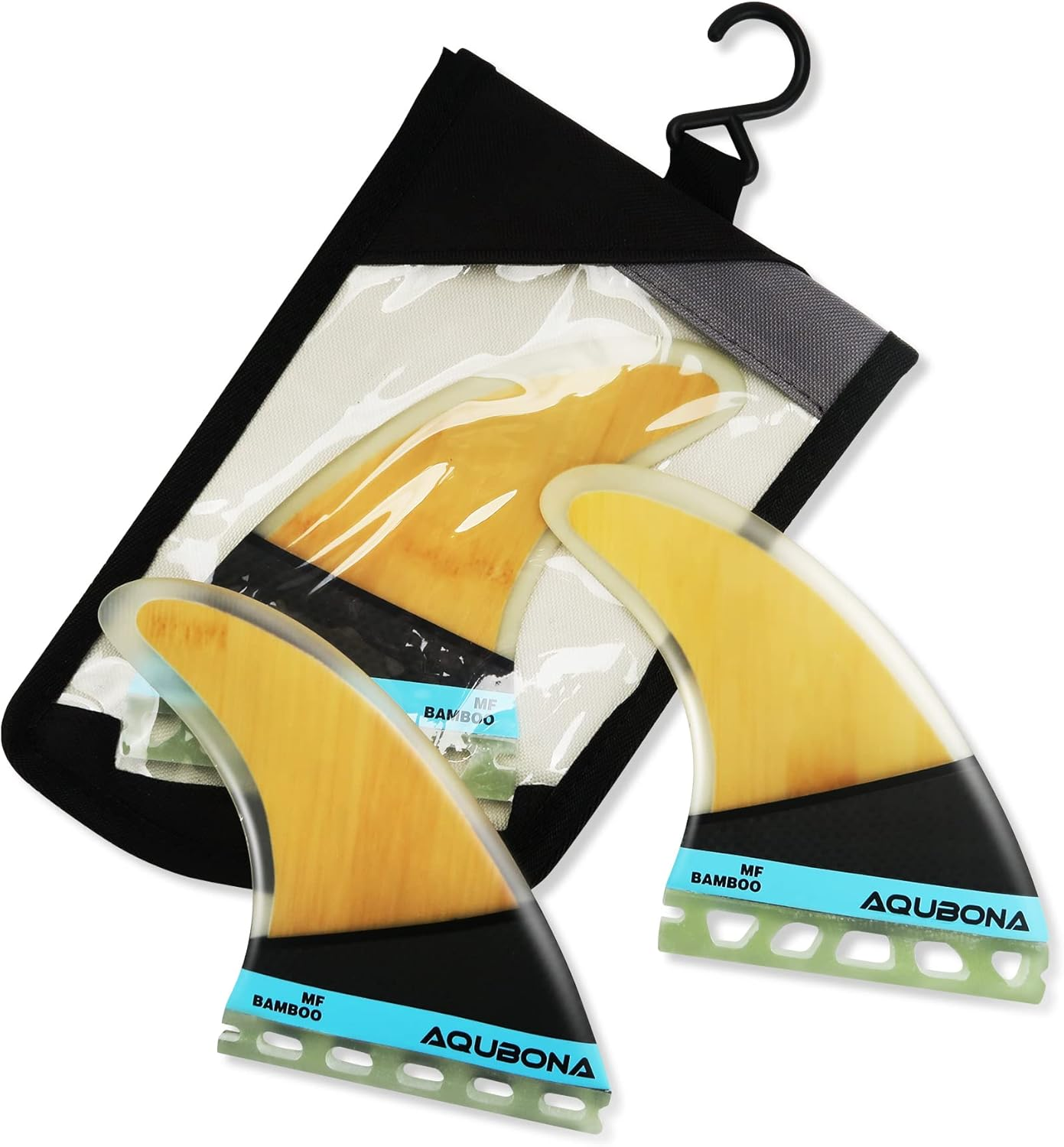 AQUBONA Dual Tab II AM FINS Surfboard Fiberglass Fins for Surfing with Fin Pocket, Fin Wrench, Multi-Colour (Small, Medium, Large)