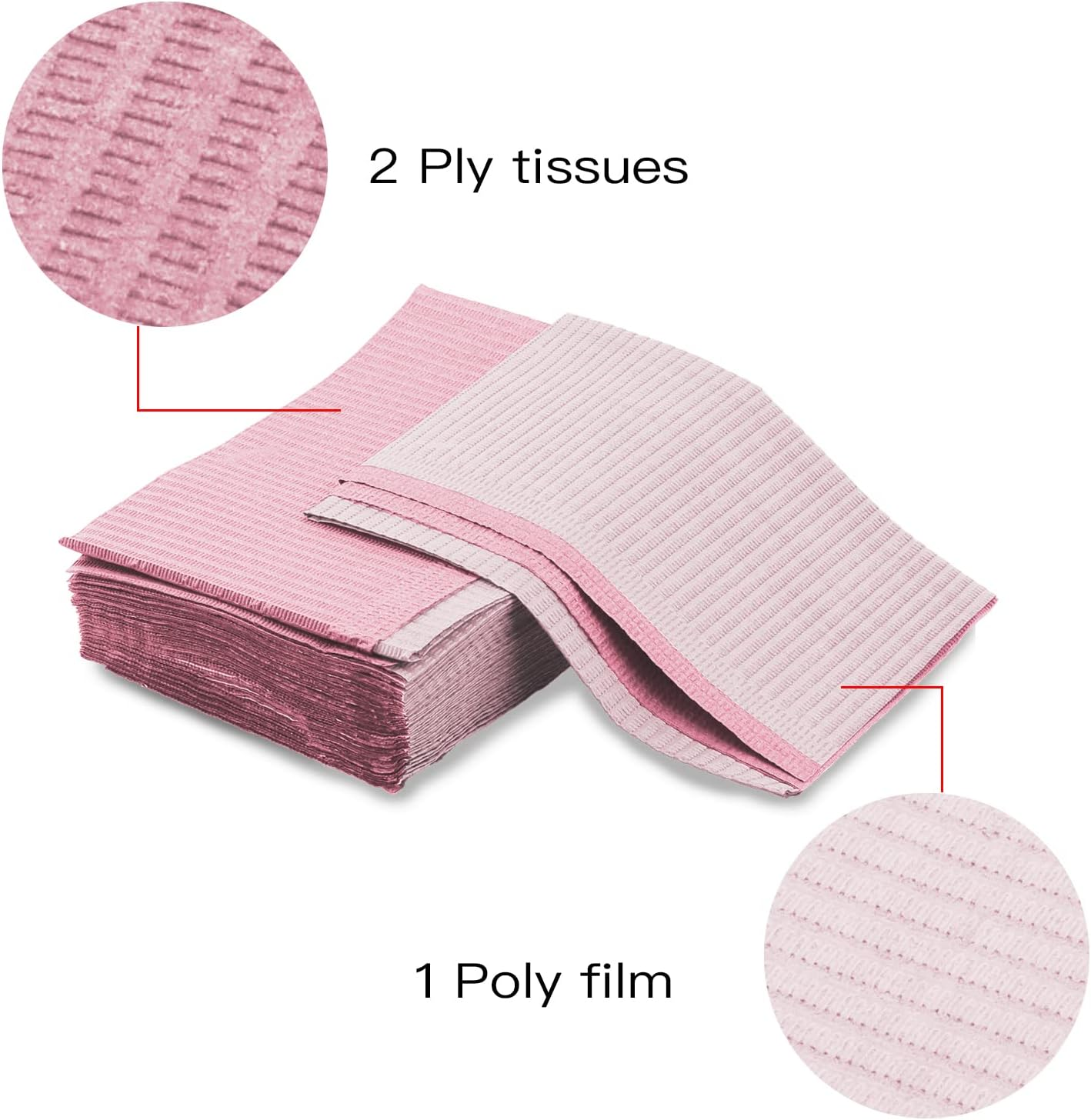Lainrrew Disposable Dental Bibs, 50 Pcs Waterproof Patient Bibs Dentist Bibs Napkin Tattoo Bibs Sheets Cloths Tattoo Table Covers Clean Pad Tattoo Tray Covers Tattoo Supplies, 13 X 18 (Pink) image number 5