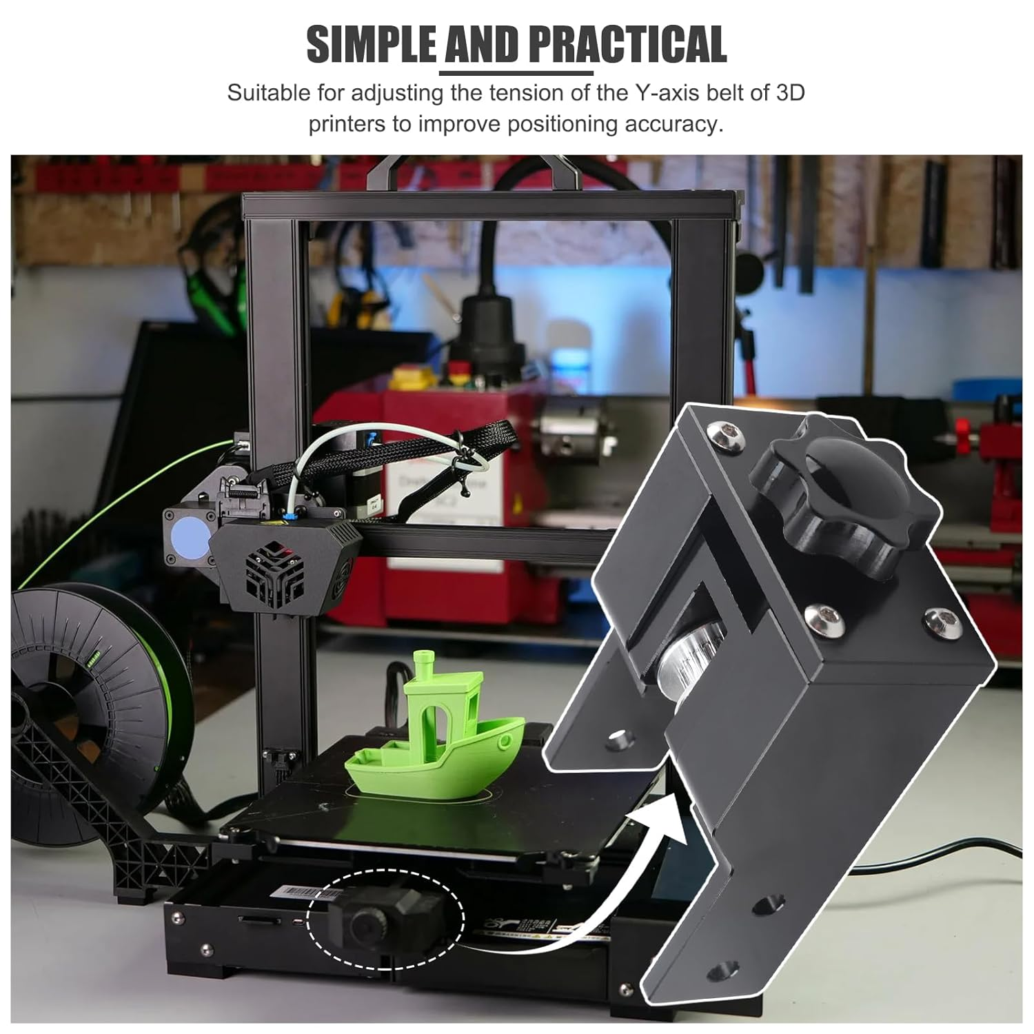 Printer Accessory, 3D Printer Belt Tensioner Kit, 3D Printer Parts Black X-Y-Axis Alloy Synchronous Belt Tensioner Kit Linear Moving Parts for CR10