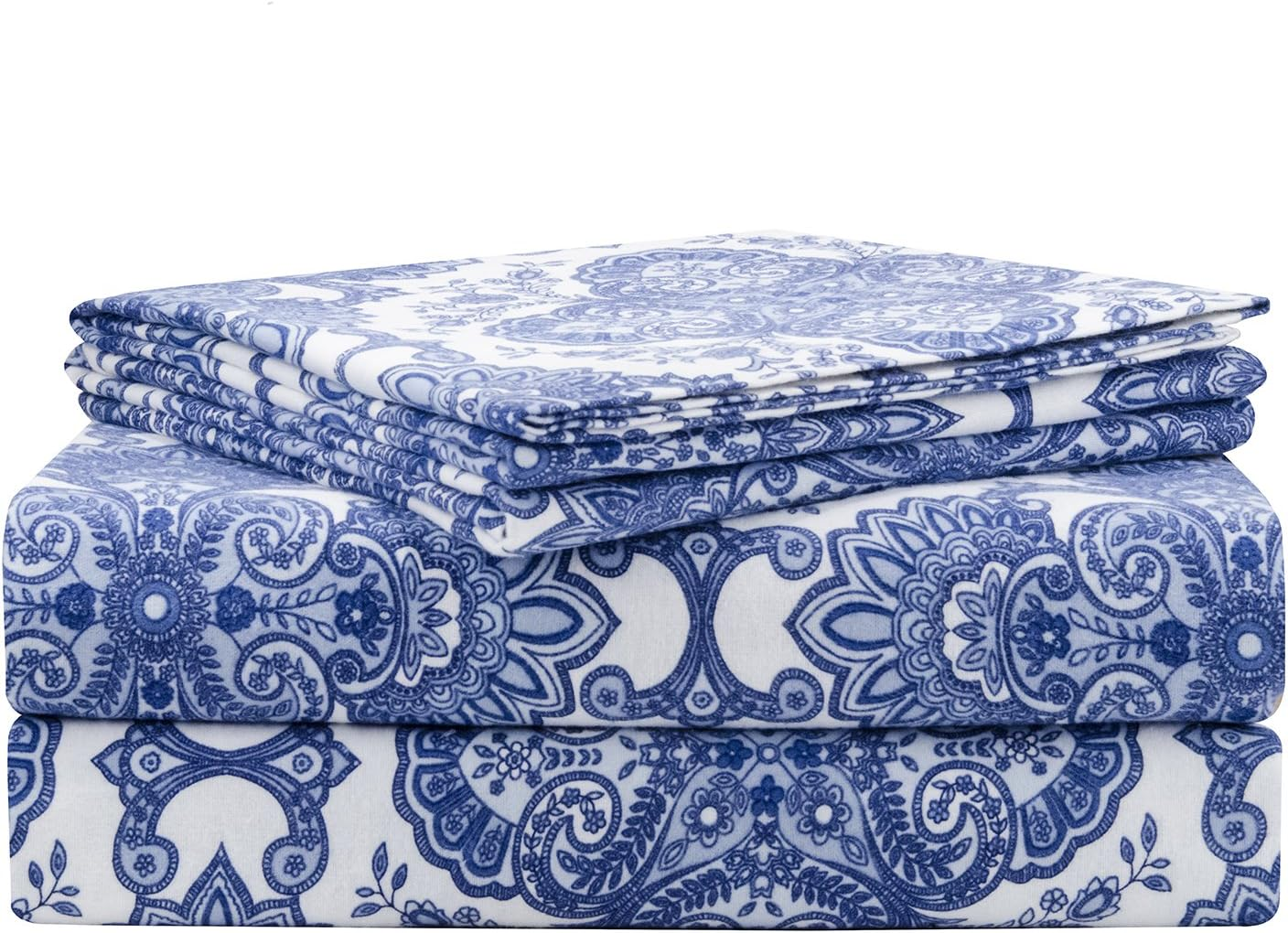 Pointehaven 200 GSM Flannel Sheet Set, King, Printed, Alpine