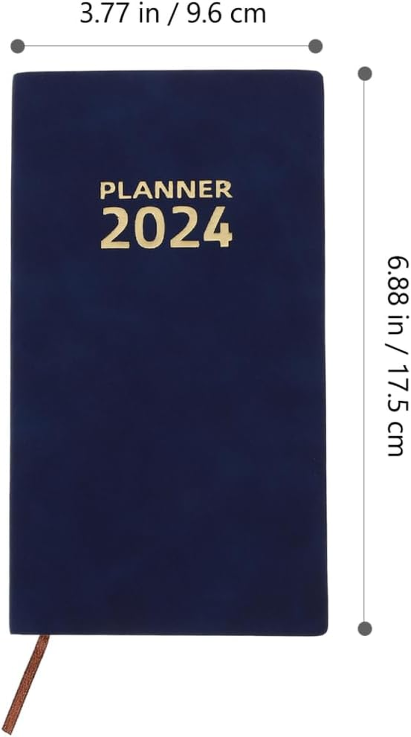 2024 Daily Planner Notebook Portable Schedule Notepad with Imitation Leather Cover for Office Home Travel Paper Planner for Task Notes and Inspiration - Brown image number 2