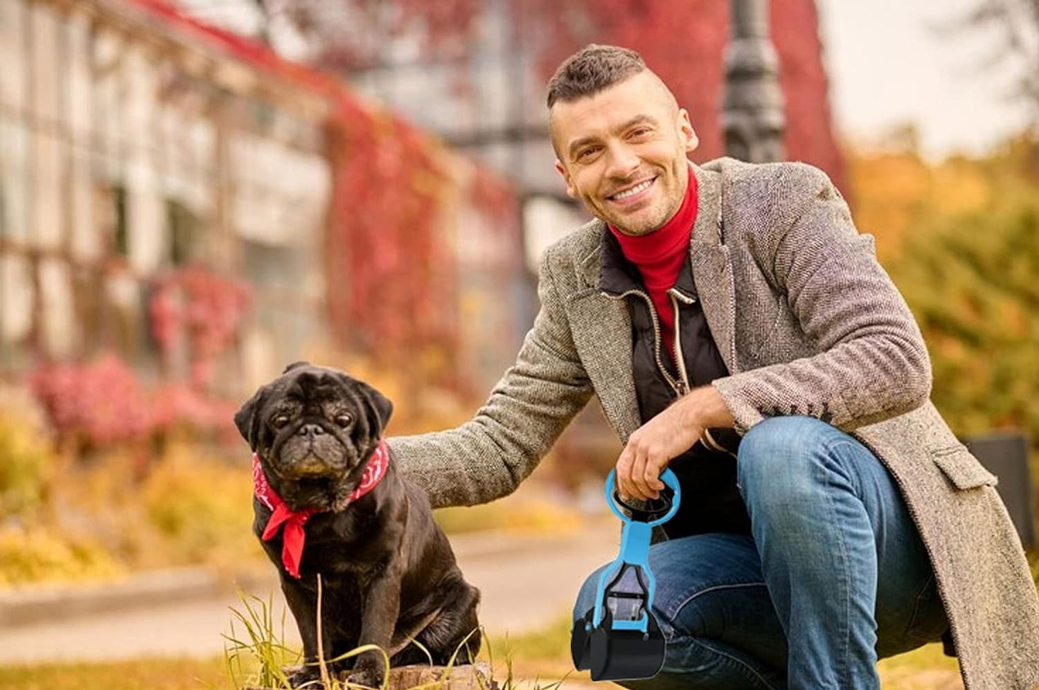 Pet Dog Pooper Scooper, Durable Handle Dog Poop Pick up Tool (Blue) image number 5