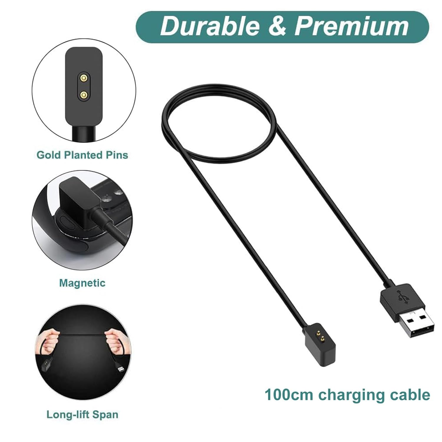 T Tersely Replacement Charger Cable for Xiaomi Band 10/Nfc/9/8/Pro/9 Nfc/Active/For Redmi Watch 5/4/3 Active, Magnetic USB Charging Cable 1M/3.3Ft image number 3