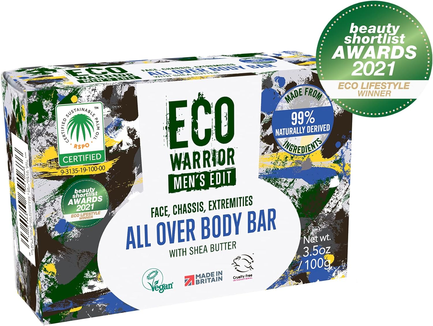 Eco Warrior Men&rsquo;S Edit All over Body Bar 100G, off White image number 3