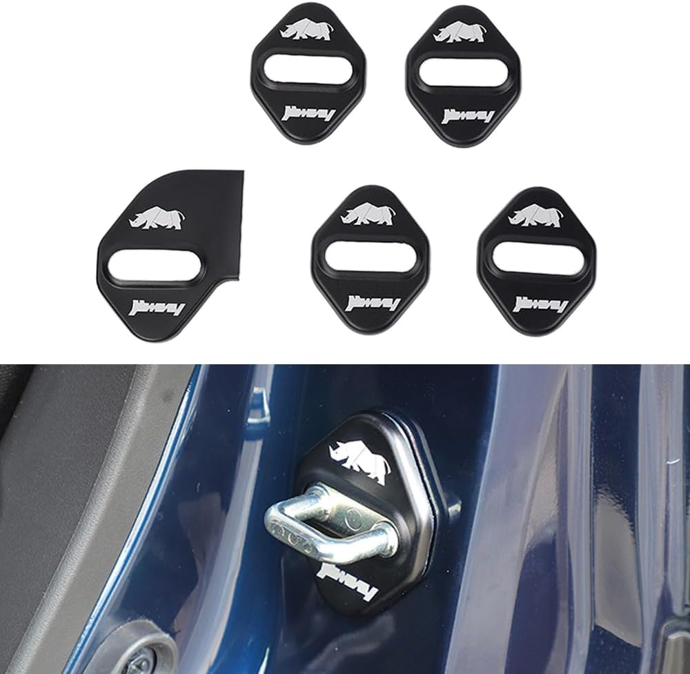 For Jimny Door Lock Cover, Aluminum Alloy Car Door Lock Latches Cover Protector Compatible with Suzuki Jimny 2019 2020 2021 2022 2023 Car Accessories （Black 5Pcs）