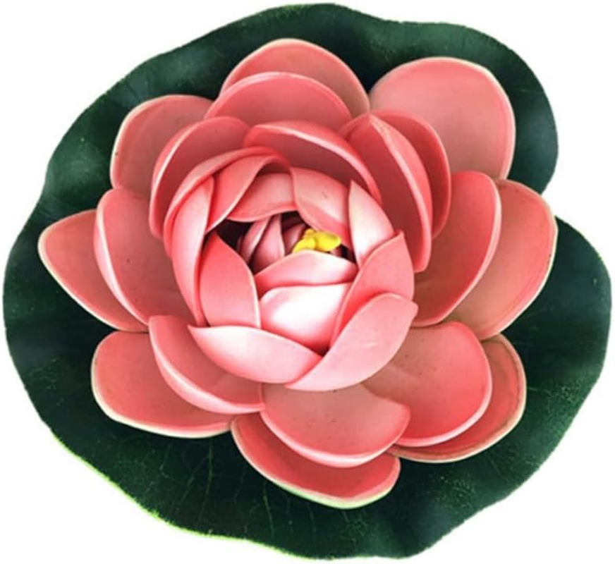 9Pcs Artificial Lotus Flower Floating Candle Water Lily Night Lamp for Pool Fish Tank Pond Simulation Floating Flowers 11Cm